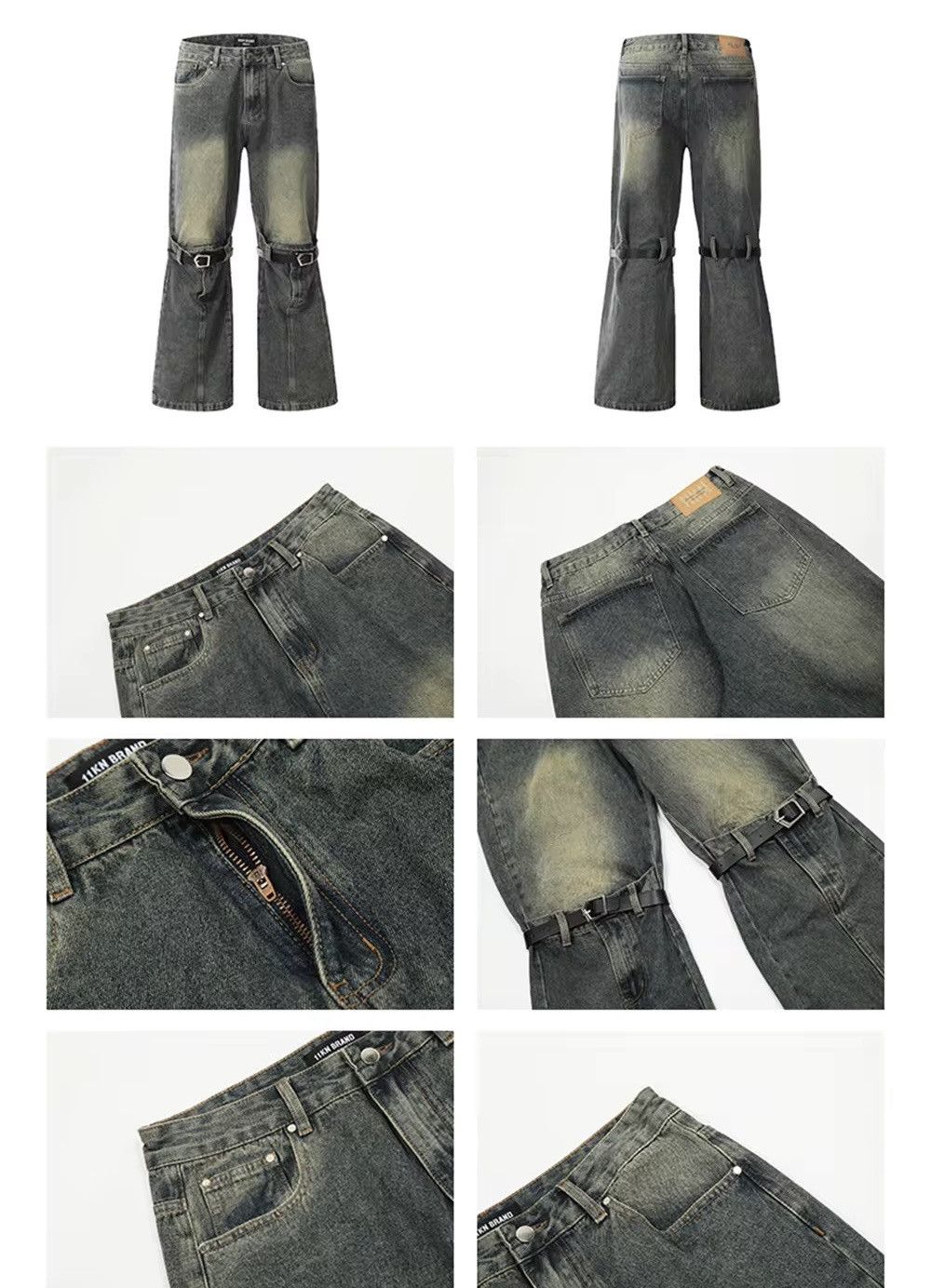 Designer × Vintage Design Gothic Retro Flared Wide Leg Jeans Size US 33 - 6 Thumbnail