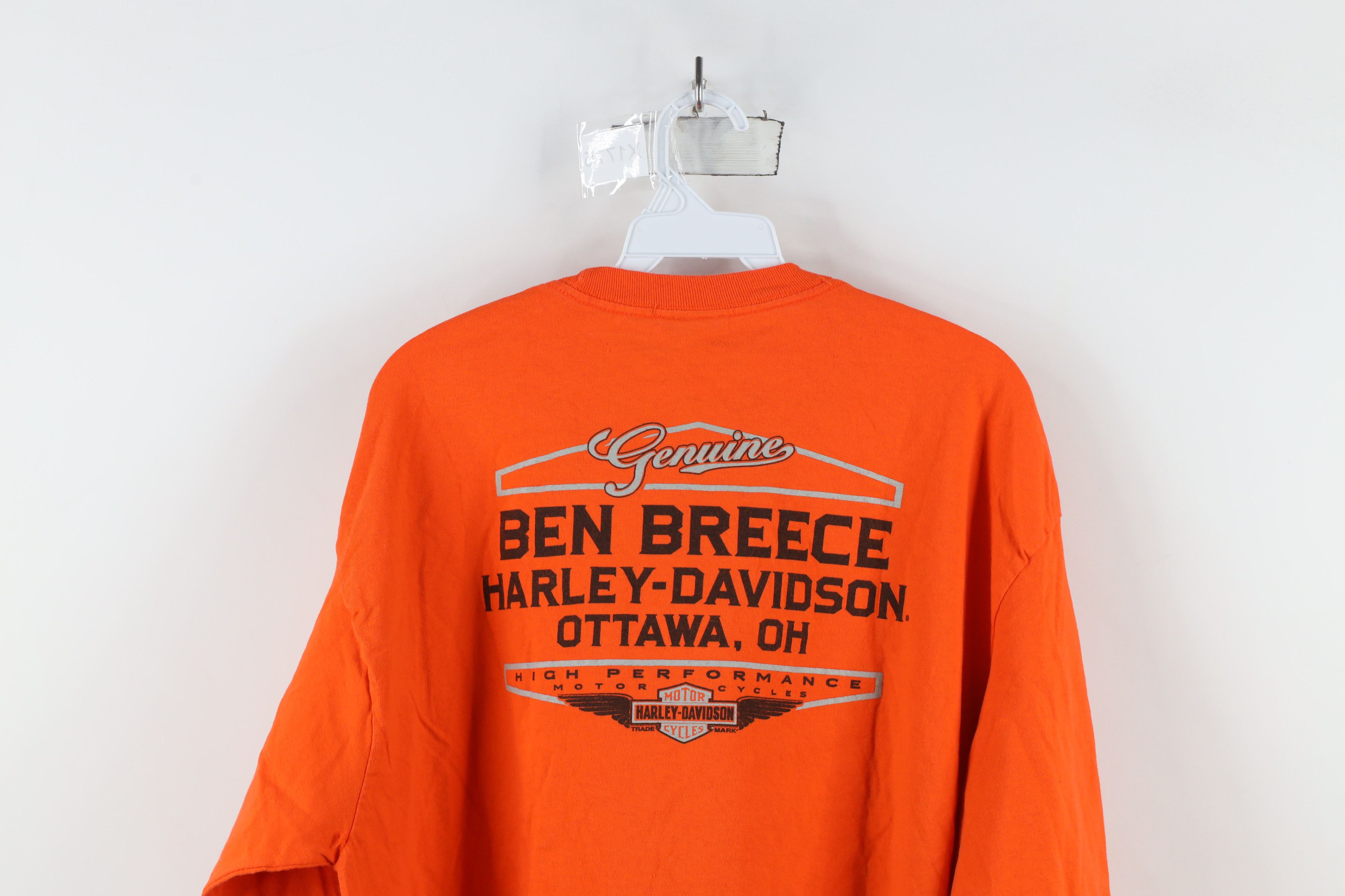 Harley Davidson × Vintage Y2K Harley Davidson Spell Out Long Sleeve T-Shirt Orange Size US XL / EU 56 / 4 - 13 Thumbnail