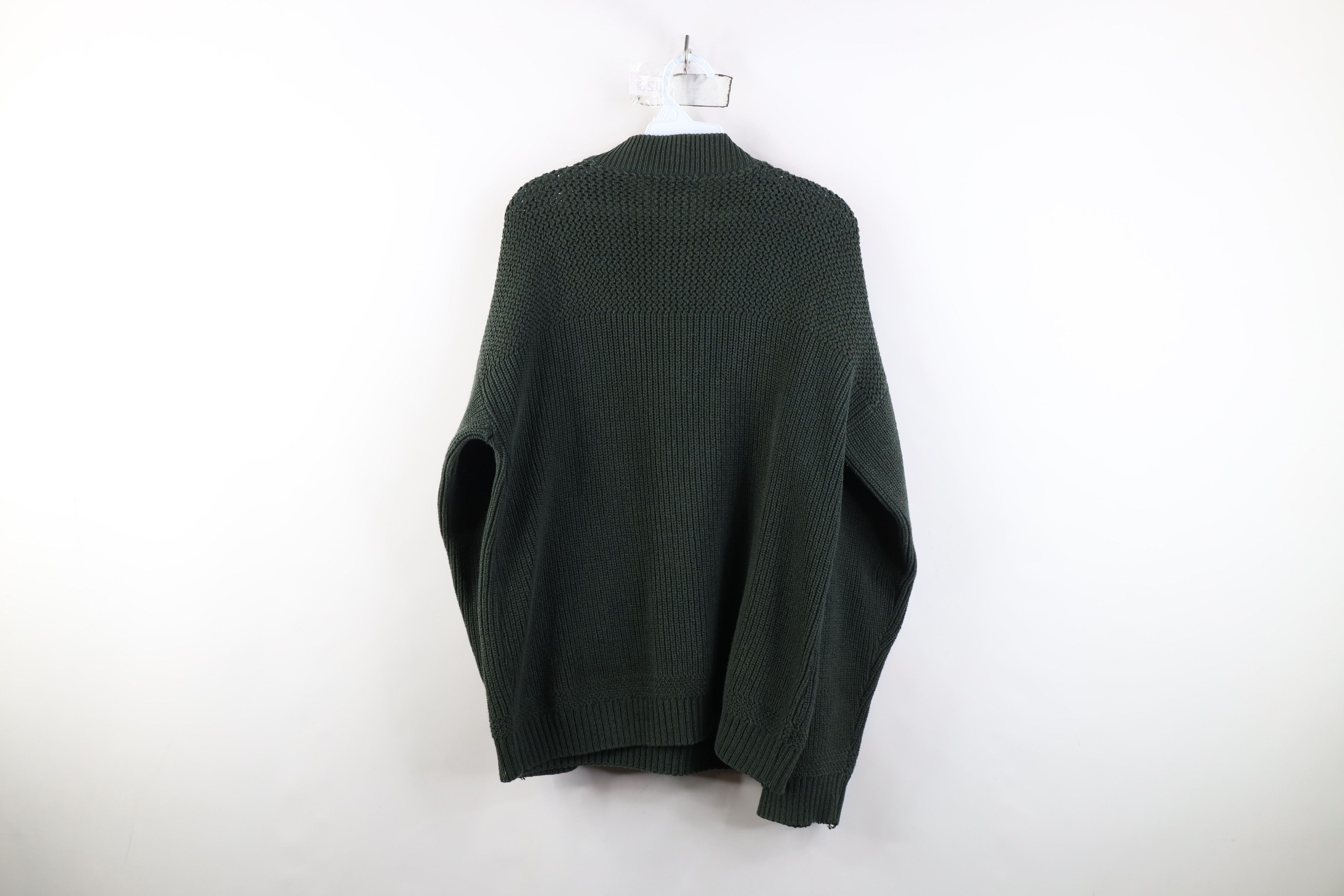 Vintage Vintage 90s Streetwear Ribbed Knit Henley Sweater Green USA Size US L / EU 52-54 / 3 - 12 Thumbnail
