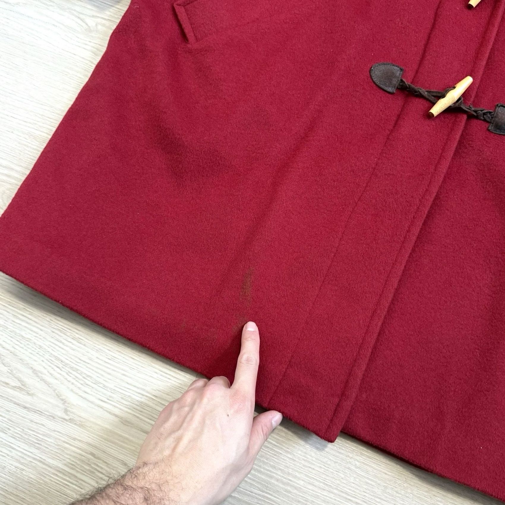 Vintage VINTAGE L.L. Bean Duffel Coat Jacket Women’s Long Red Lambswool Hooded Plaid Lined Toggle Size 3XL / US 20-22 - 4 Thumbnail