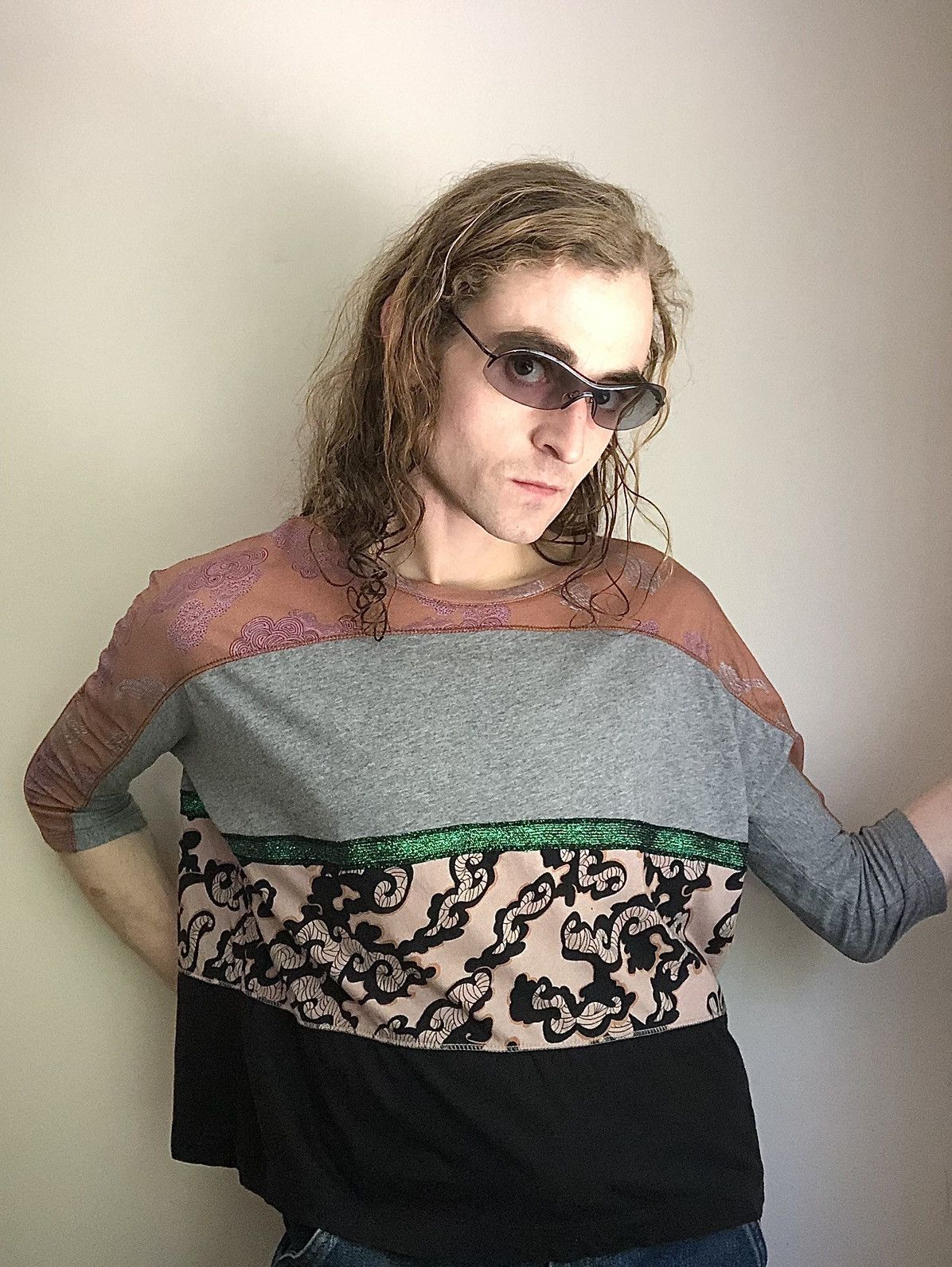 Dries Van Noten Dries Van Noten Glittered Striped Multi Print Shirt Size US S / EU 44-46 / 1 - 7 Thumbnail
