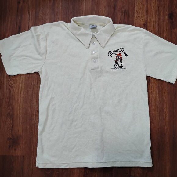 Other Vintage Flower Drum Club Portland Oregon Polo Shirt Size US XL / EU 56 / 4 - 2 Thumbnail