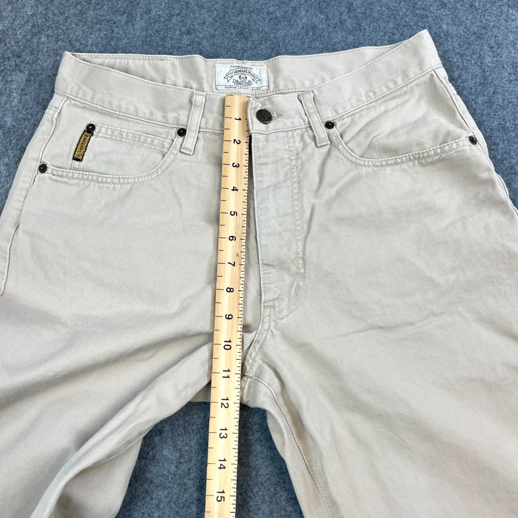 Armani VINTAGE ARMANI Chino Trousers Pants 32 Regular Beige Cotton 5-Pocket Straight Mens Jeans Size US 32 / EU 48 - 5 Thumbnail