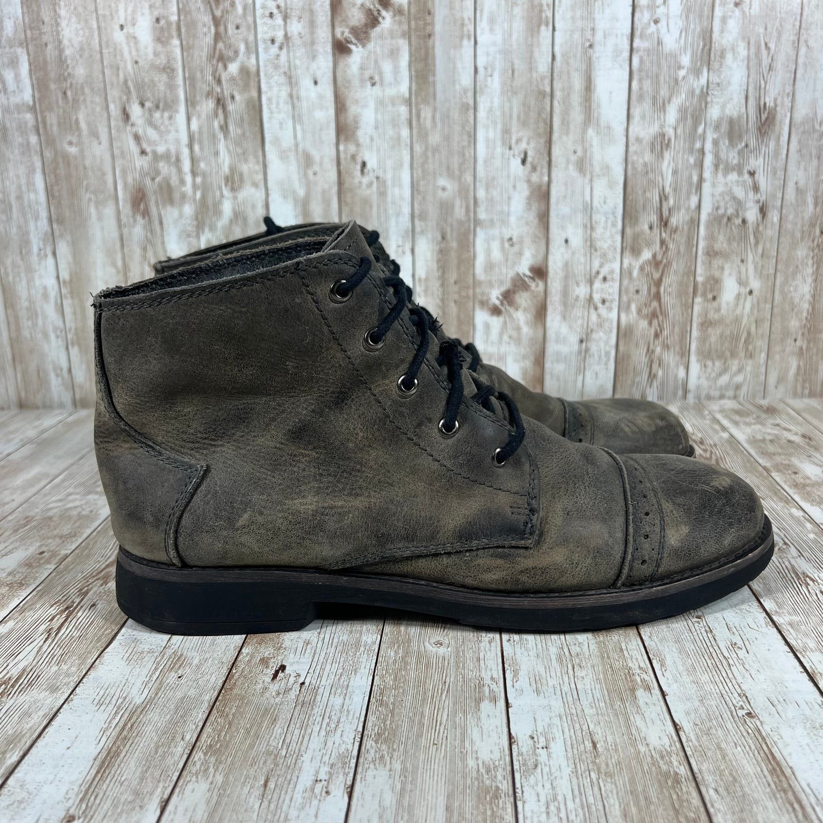 Bed Stu Charcoal Men\'s Boots Bed Stu Charcoal gray Cap toe ankle boots mens 12 main image 2