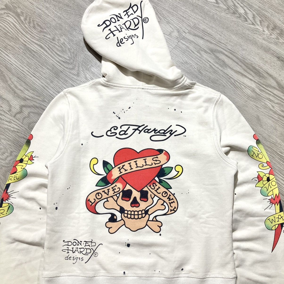 Ed Hardy Vintage Ed Hardy Skulls Tattoo “No More War” Ziphoodie Y2k Size US XS / EU 42 / 0 - 2 Thumbnail