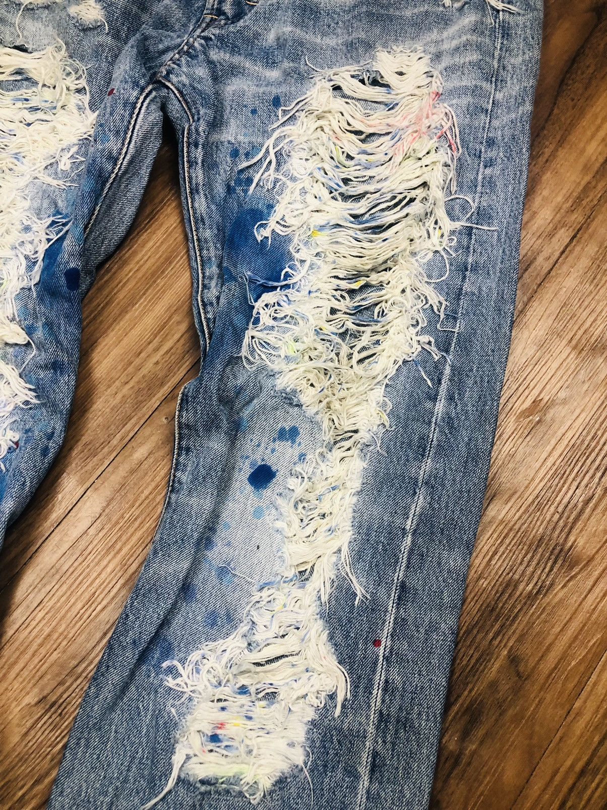 Japanese Brand RNA Inc. Vintage Ripped Jeans | Paint Splatter Denim (38) Size US 33 - 6 Thumbnail