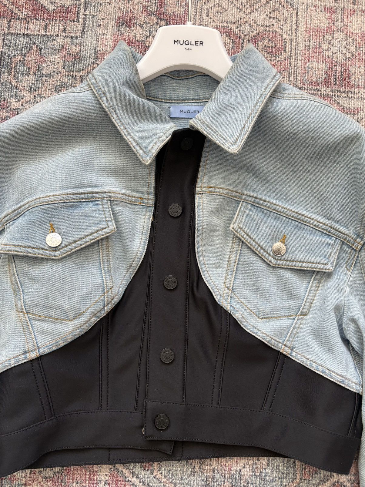 Mugler Mugler cropped denim jacket Size M / US 6-8 / IT 42-44 - 2 Thumbnail