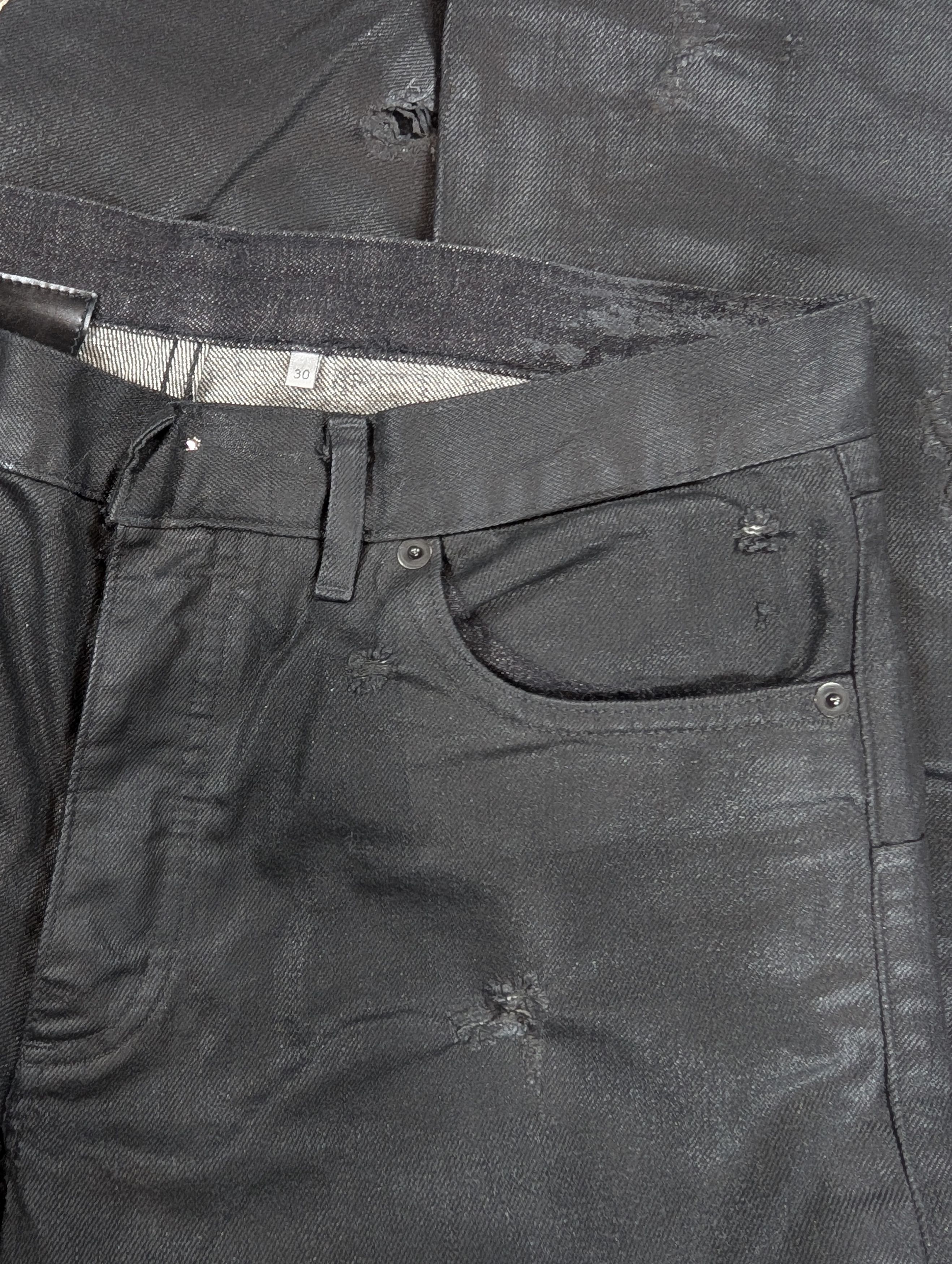 Dior Dior Homme Hedi SS04 Strip Distressed Waxed Denim Jeans Size US 30 / EU 46 - 5 Thumbnail