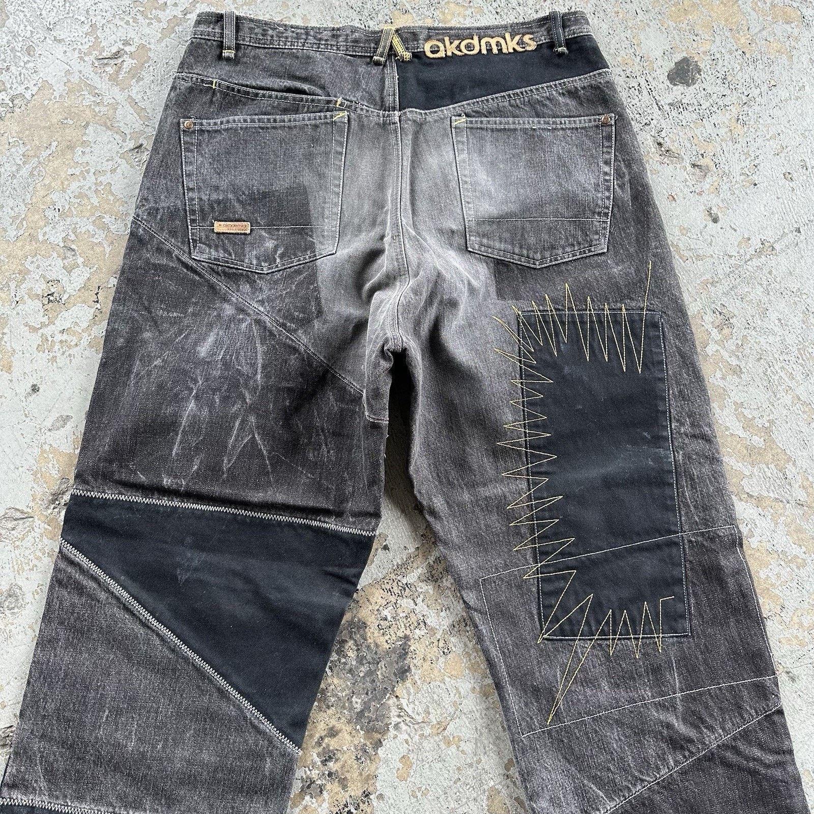 Akademiks Vintage Y2K Akademiks Faded Black Patchwork Denim Jeans Size US 36 / EU 52 - 5 Thumbnail