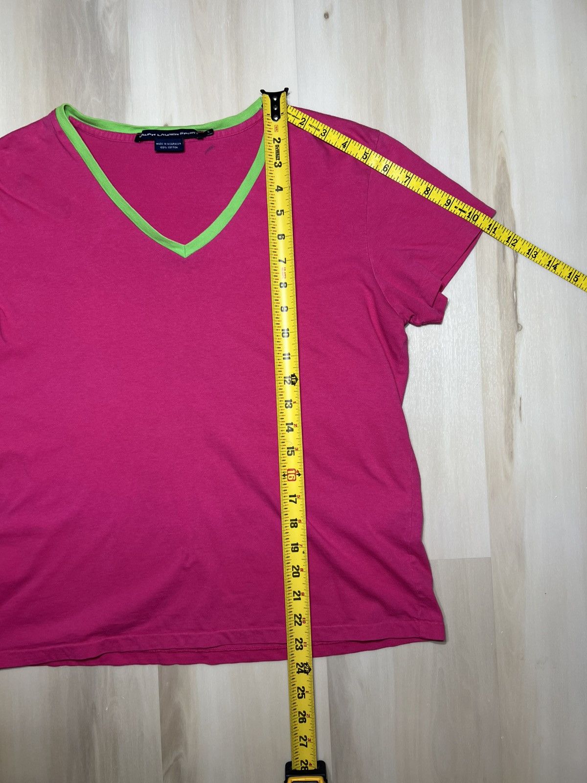 Polo Ralph Lauren Ralph Lauren Sport Shirt Pink V-Neck 100% Cotton Green Y2K Size L / US 10 / IT 46 - 2 Thumbnail