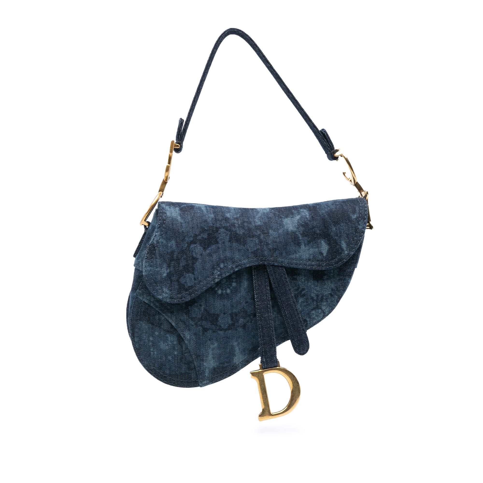 Dior Dior Denim Tie Dye Saddle Bag Blue Size ONE SIZE - 1 Thumbnail