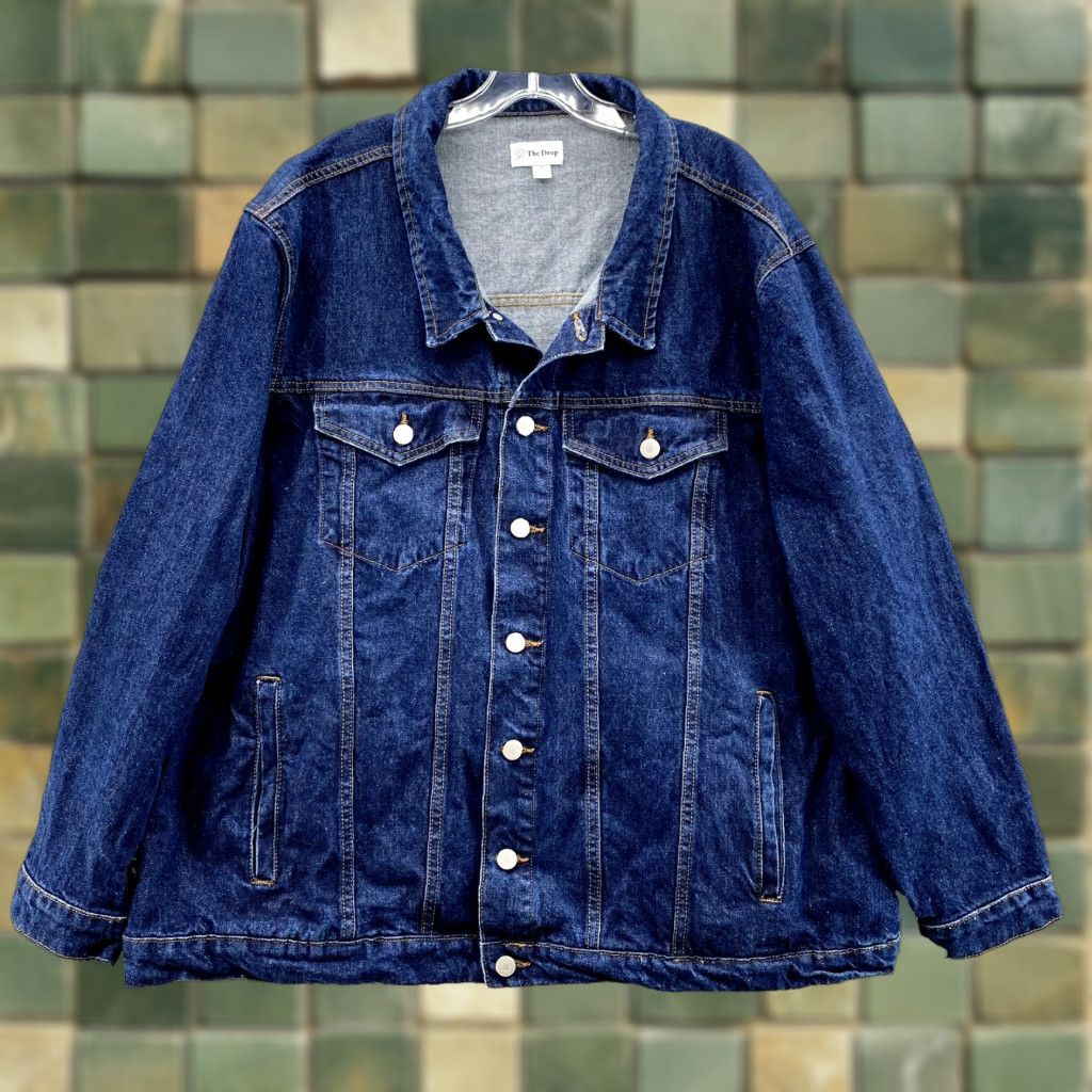 Denime VINTAGE The Drop Jean Trucker Jacket Women's 3X Denim American 90's Western Minimalist Size 40" / US 18 - 1 Thumbnail