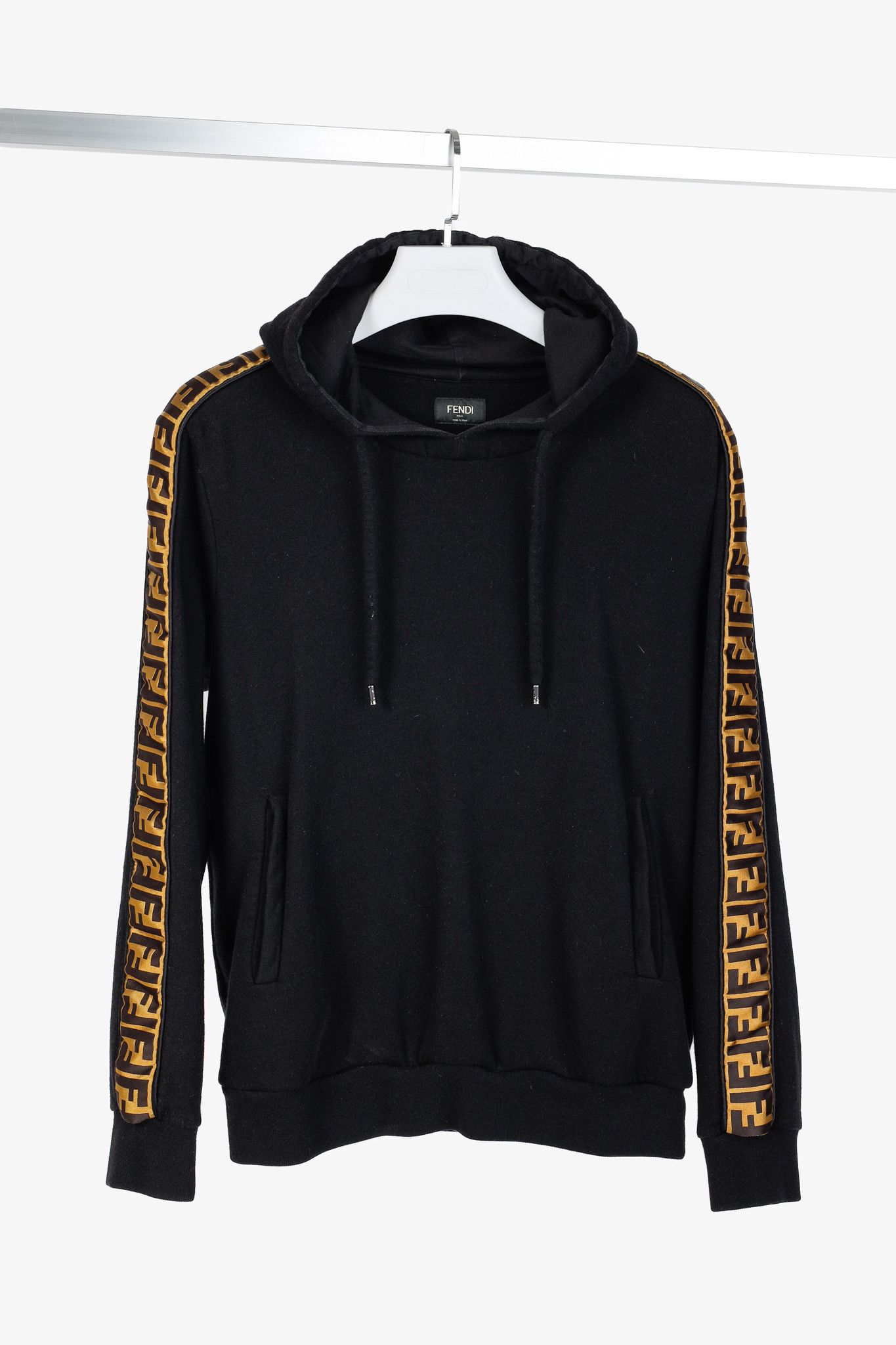 Fendi Fendi Black Taped FF Motif Hooded Sweatshirt Size US S / EU 44-46 / 1 - 1 Thumbnail