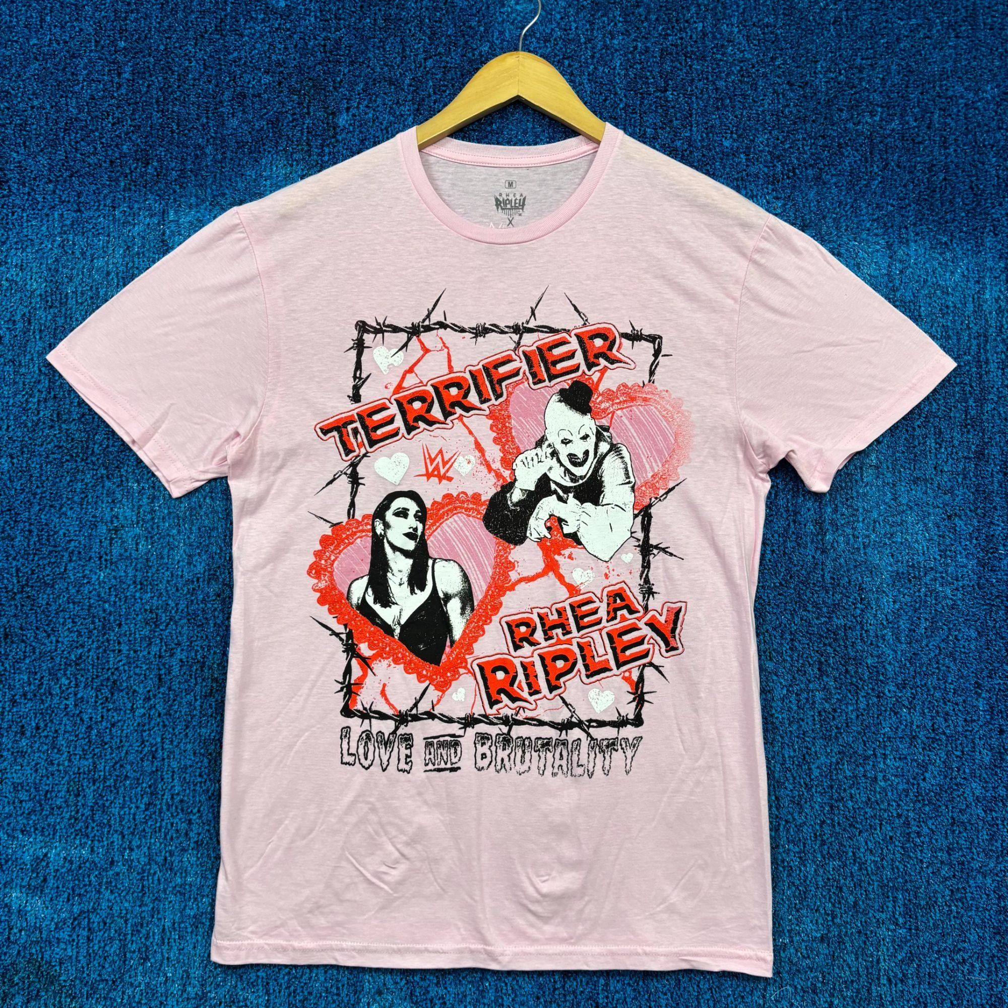 WWE Rhea Ripley x Terrifier Art the Clown Love & Brutality Tee M | Grailed