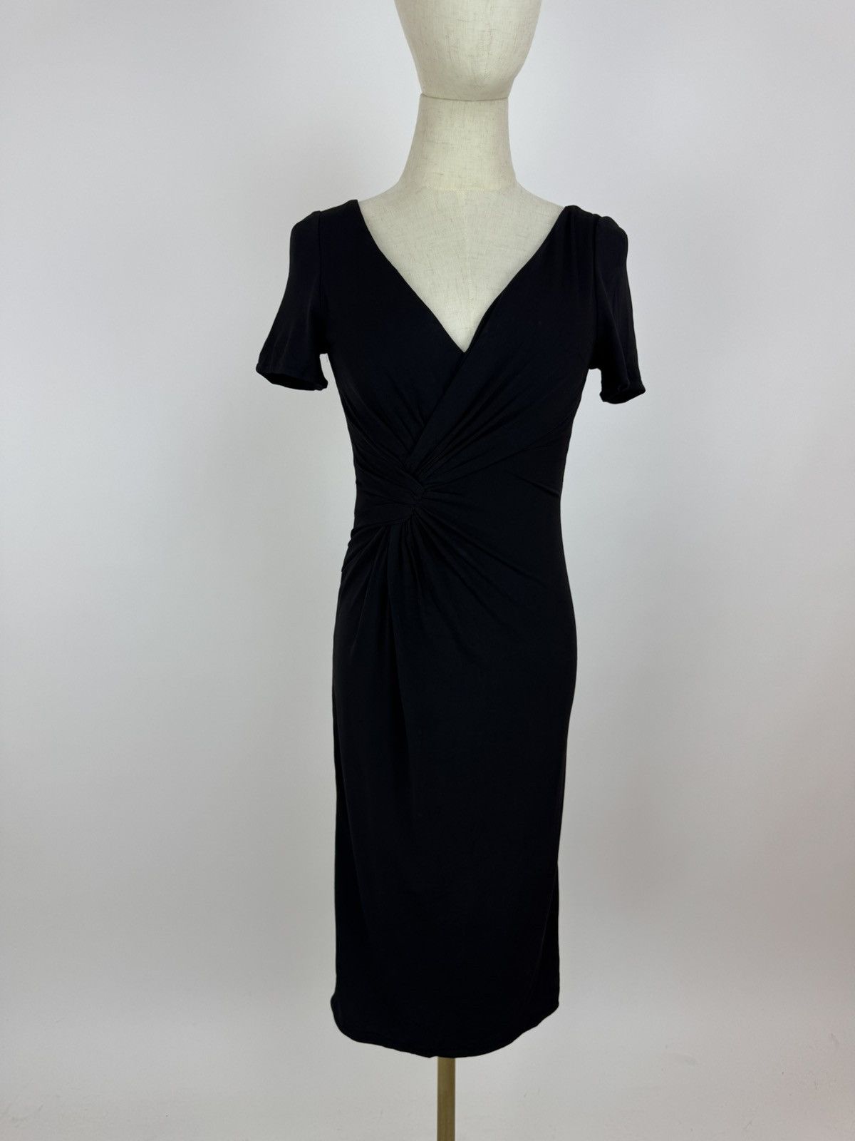 Versace Versace Black Dress V-Neck Short Sleeve Open Back Party Size XS / US 0-2 / IT 36-38 - 2 Thumbnail