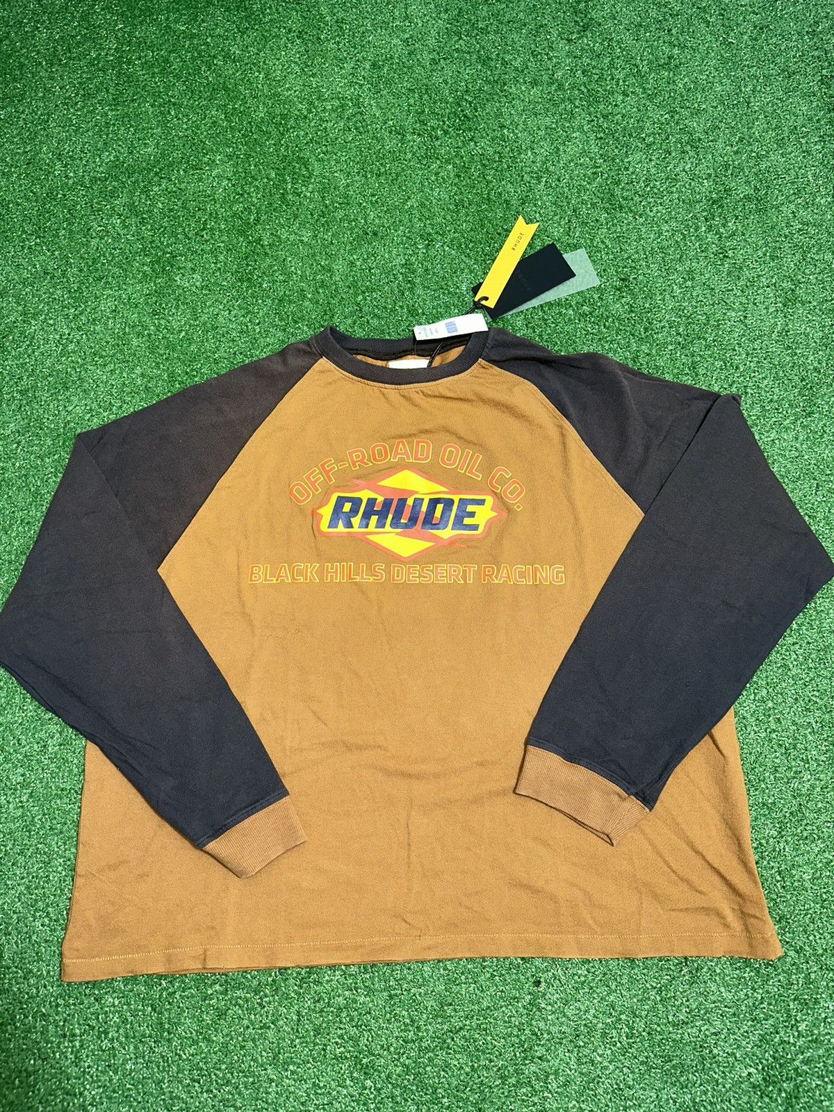 image of Rhude Black Hills Tee in Camel Felt, Men's (Size XL)