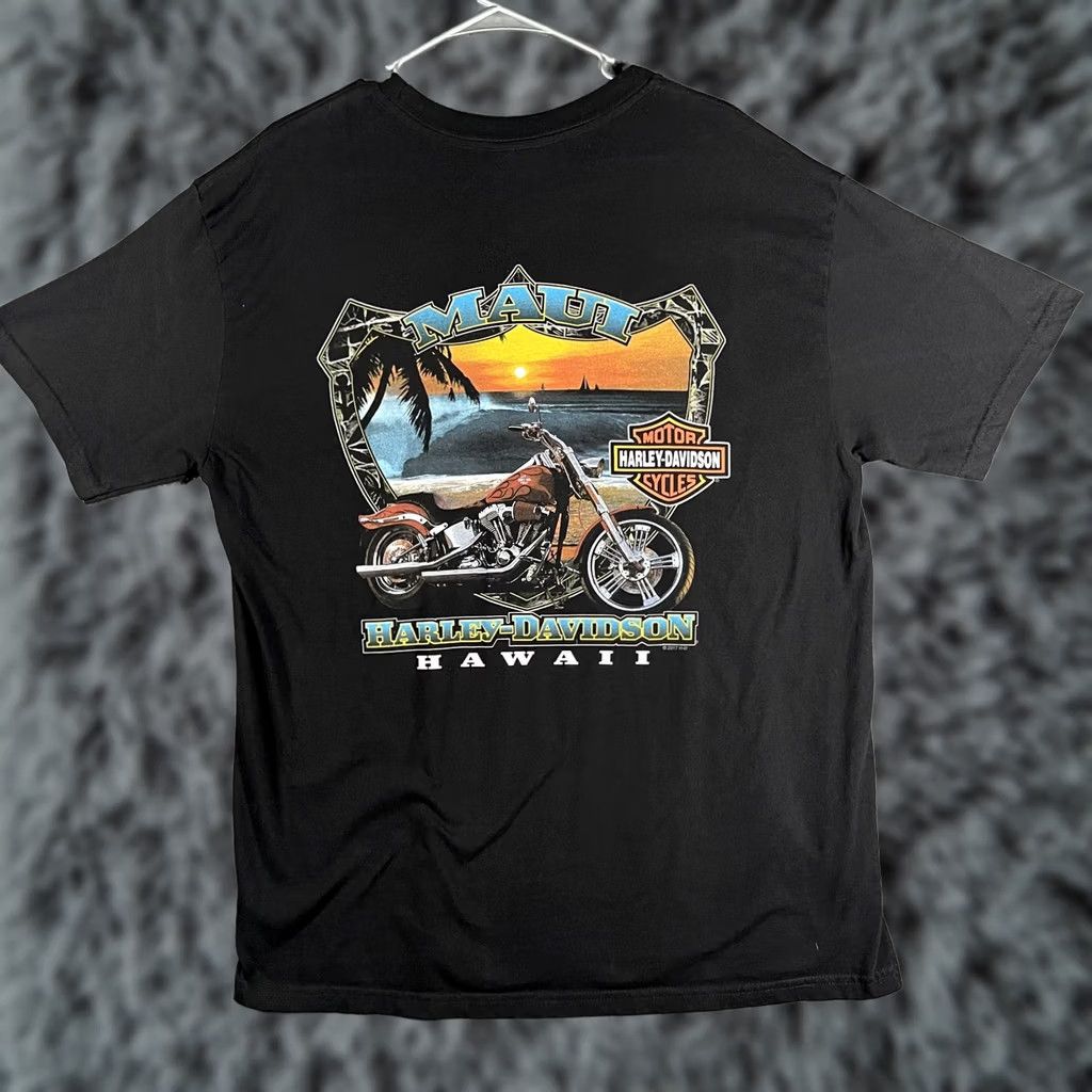 Harley Davidson Harley-Davidson Mens XL Black Maui Hawaii Chopper Graphic Tee Size US XL / EU 56 / 4 - 1 Thumbnail