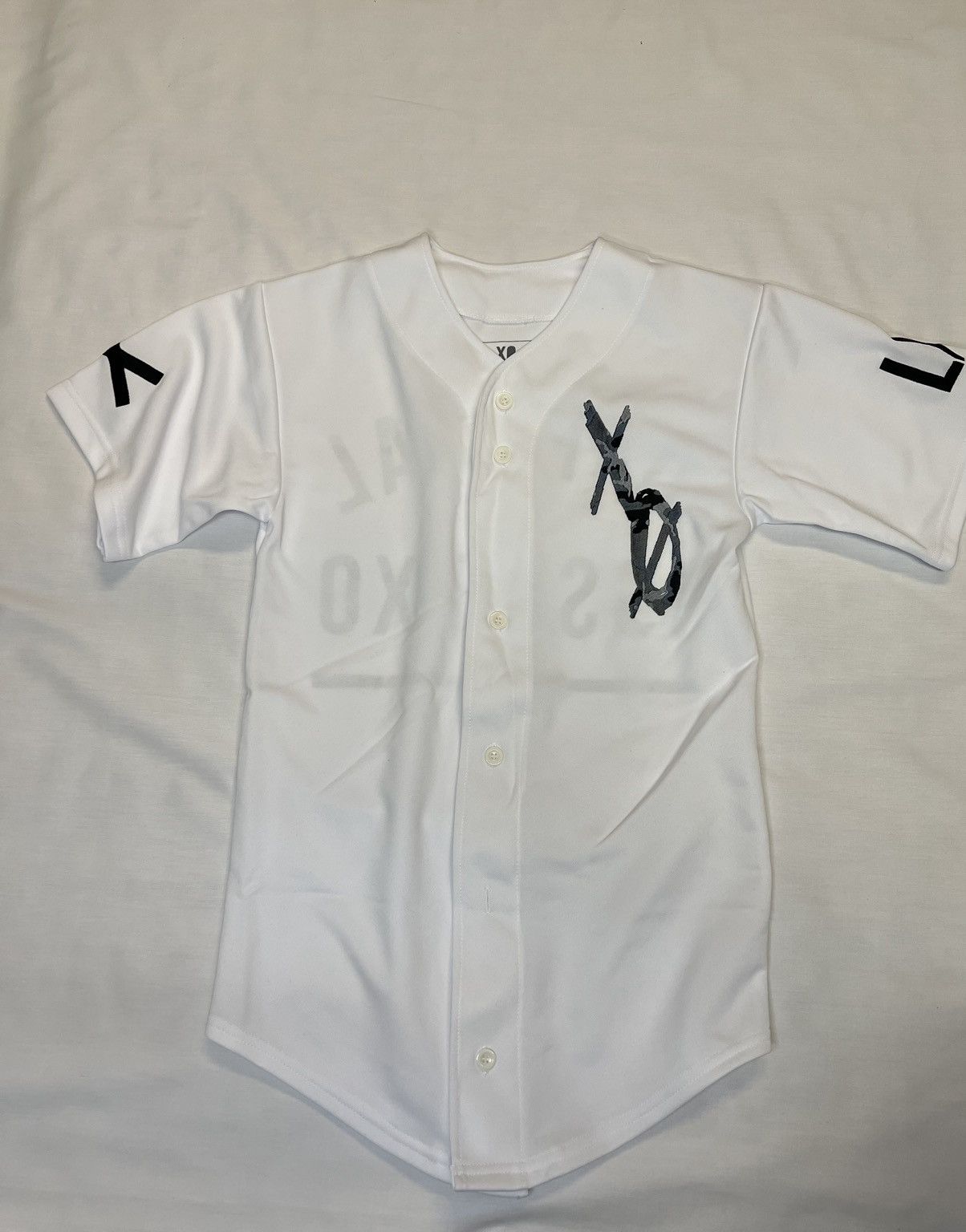 image of The Weeknd Xo Official Issue Baseball Jersey in White, Men's (Size Small)