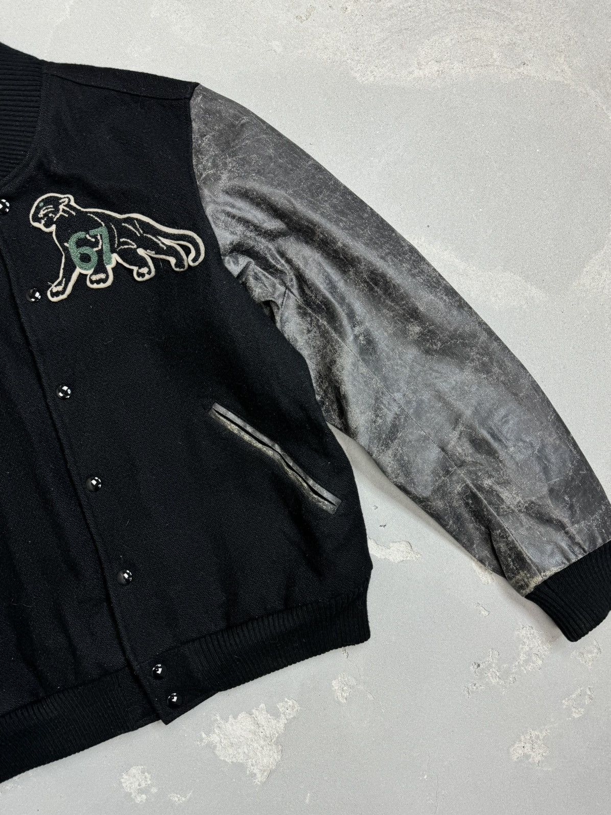 Japanese Brand × Polo Ralph Lauren × Vintage Ralph Lauren Small Black Panther Jacket RRL Leather Varsity Size US S / EU 44-46 / 1 - 7 Thumbnail