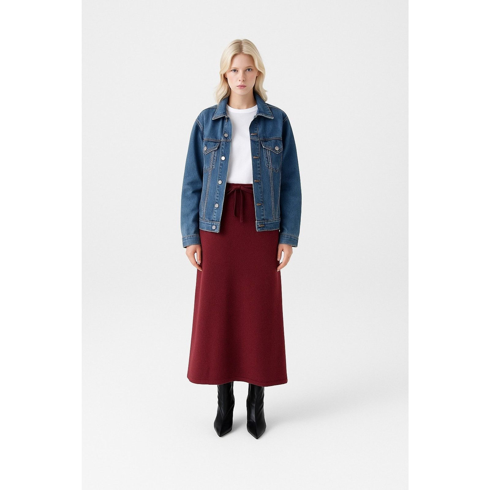 Other Yansi Fugel 100% Cashmere Maxi Skirt Burgundy Wine Size XL Size 40" / US 18 - 4 Thumbnail