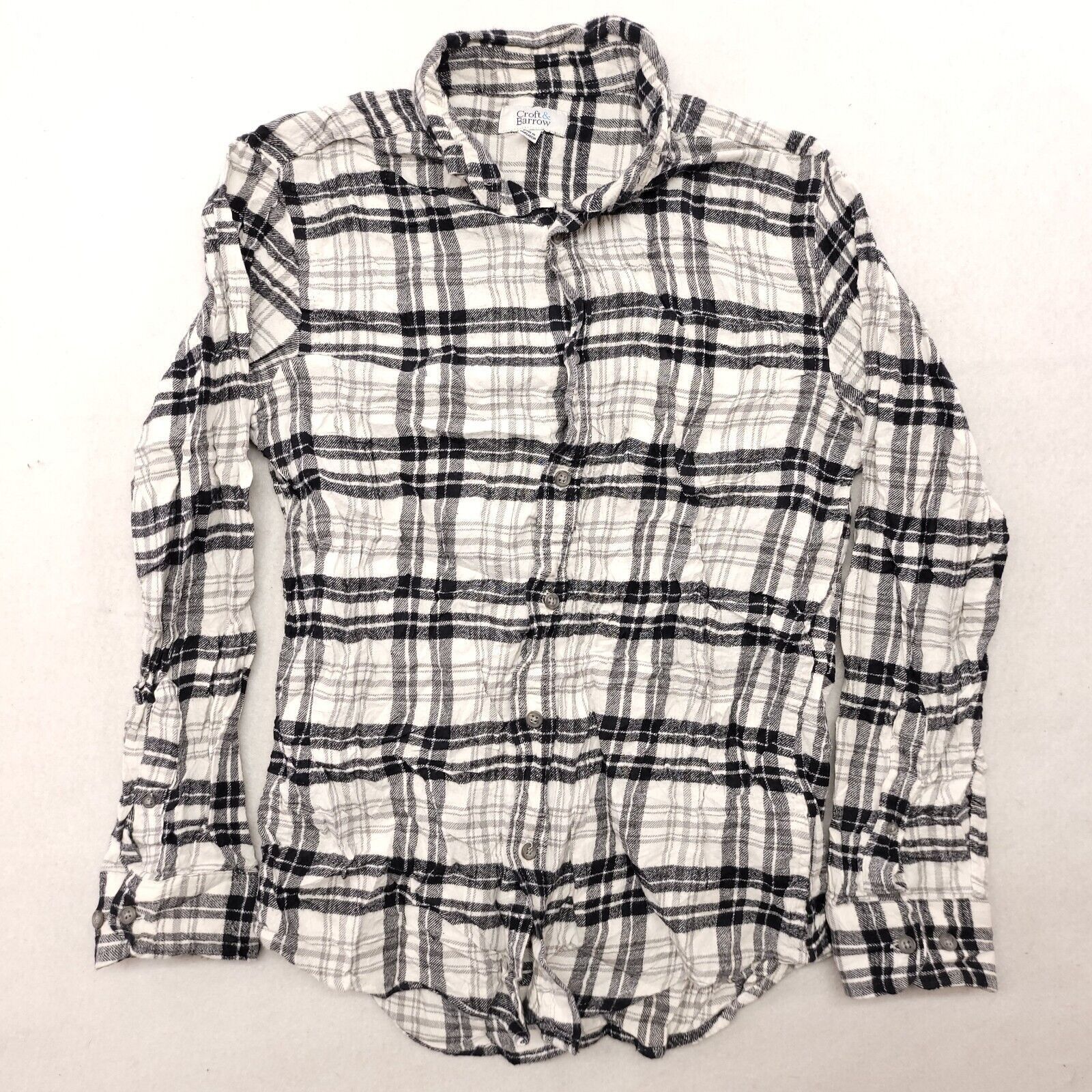 Croft & Barrow Croft & Barrow Tartan Flannel Shirt Mens Size S White Black Size US S / EU 44-46 / 1 - 2 Thumbnail