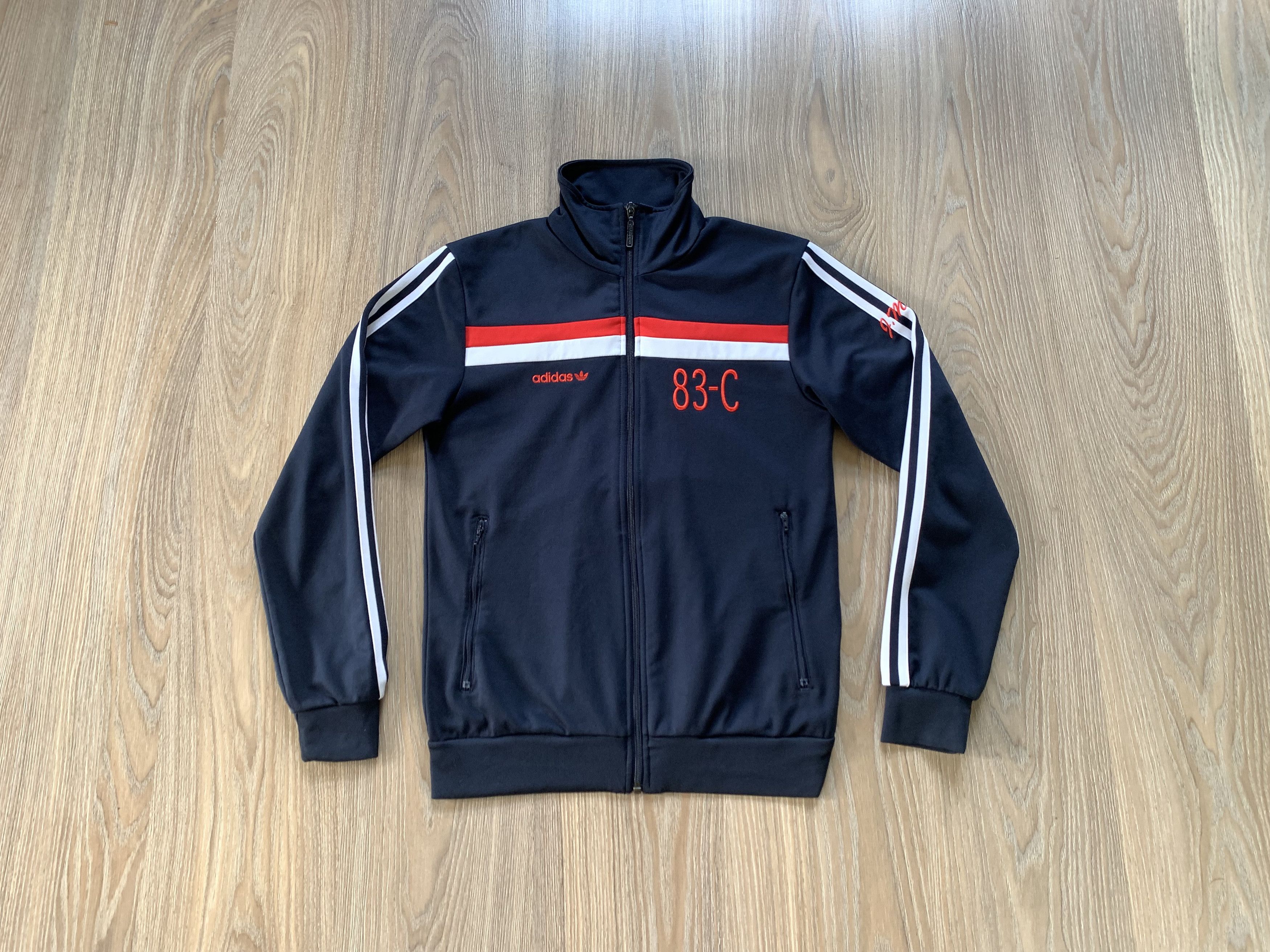 トップス adidas 83-C leather track jacket Rare Adidas 83-C Jacket Red Gray J. Mano Track Top Logo