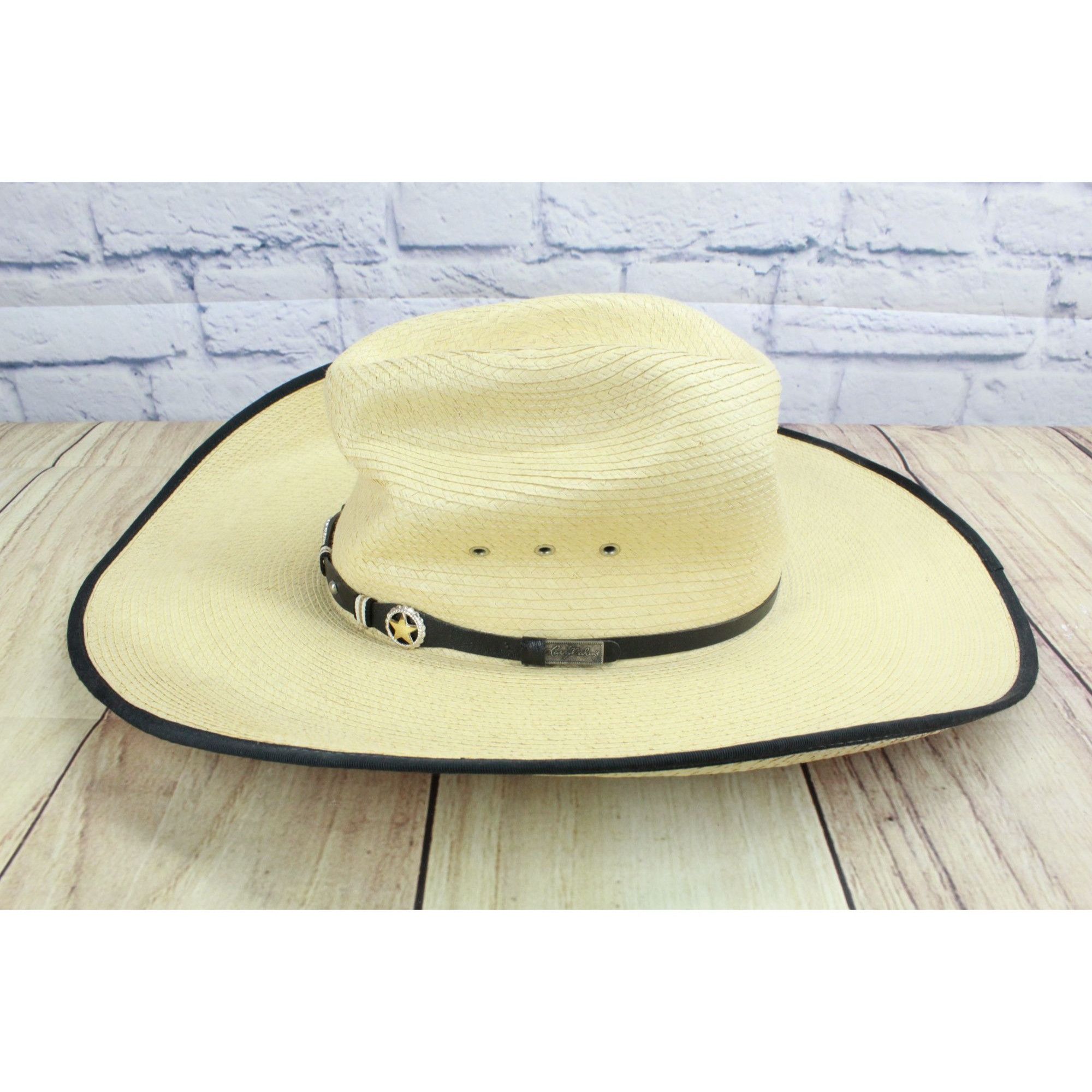 Other Cavender's Straw Leather Trim Rodeo Cowboy Hat Size 7 1/4 Size ONE SIZE - 2 Thumbnail
