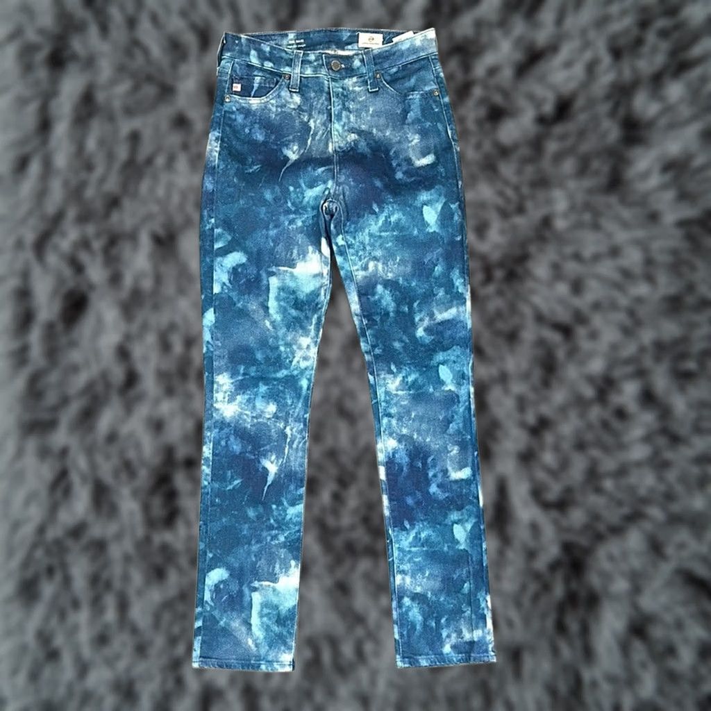 Vintage AG Adriano Goldschmied The Mari High Rise Straight Tie Dye Denim Jeans - 25R Women Jeans Blue 25 Regular Straight 28.5 Inseam Womens Size 42" / US 20 - 1 Thumbnail
