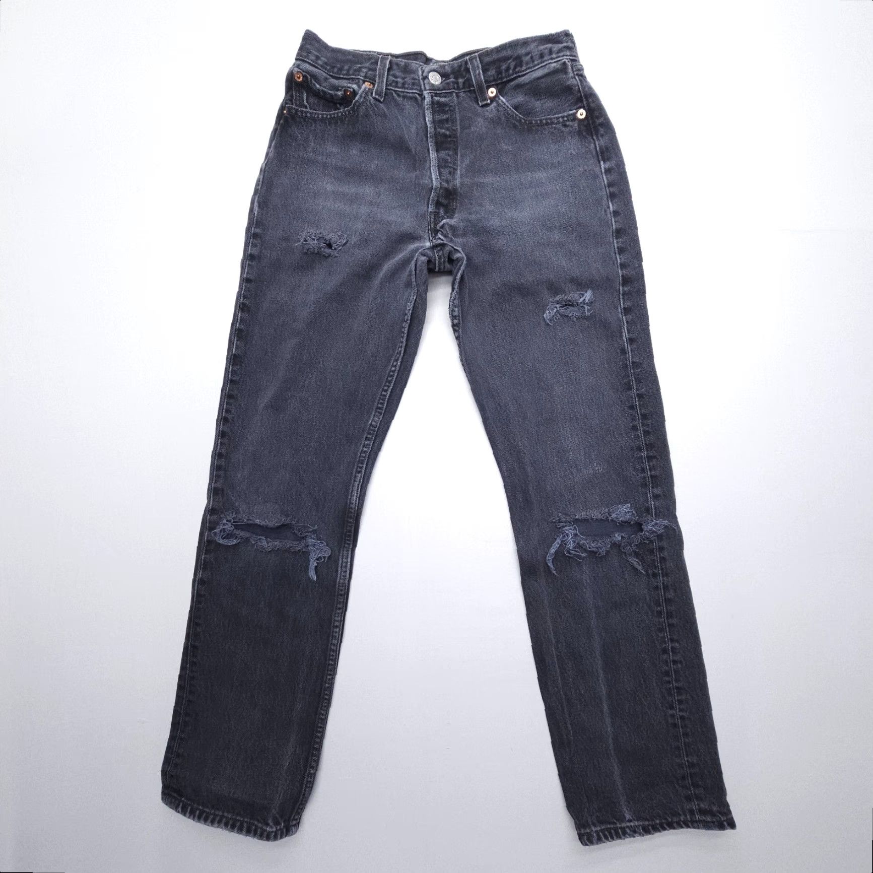 Levi's VTG Levi's 501 Jeans Mens 30 x 32 Button Fly Straight Denim Black 90s 501 Series Vintage Classic American Mens Regular Fit Size US 30 / EU 46 - 2 Thumbnail