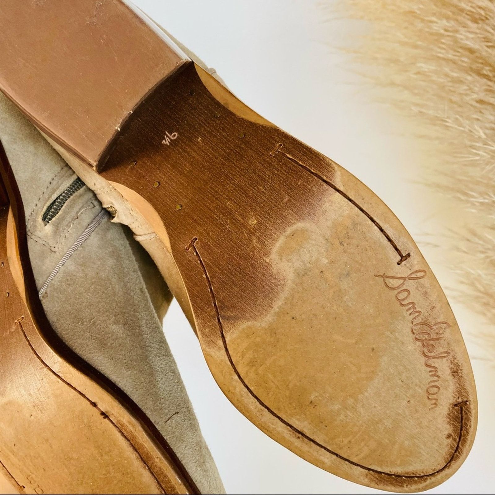 Nordstrom SAM EDELMAN Beige Tan Suede Leather Ankle Boot Booties Shoes Size US 9.5 / IT 39.5 - 6 Thumbnail