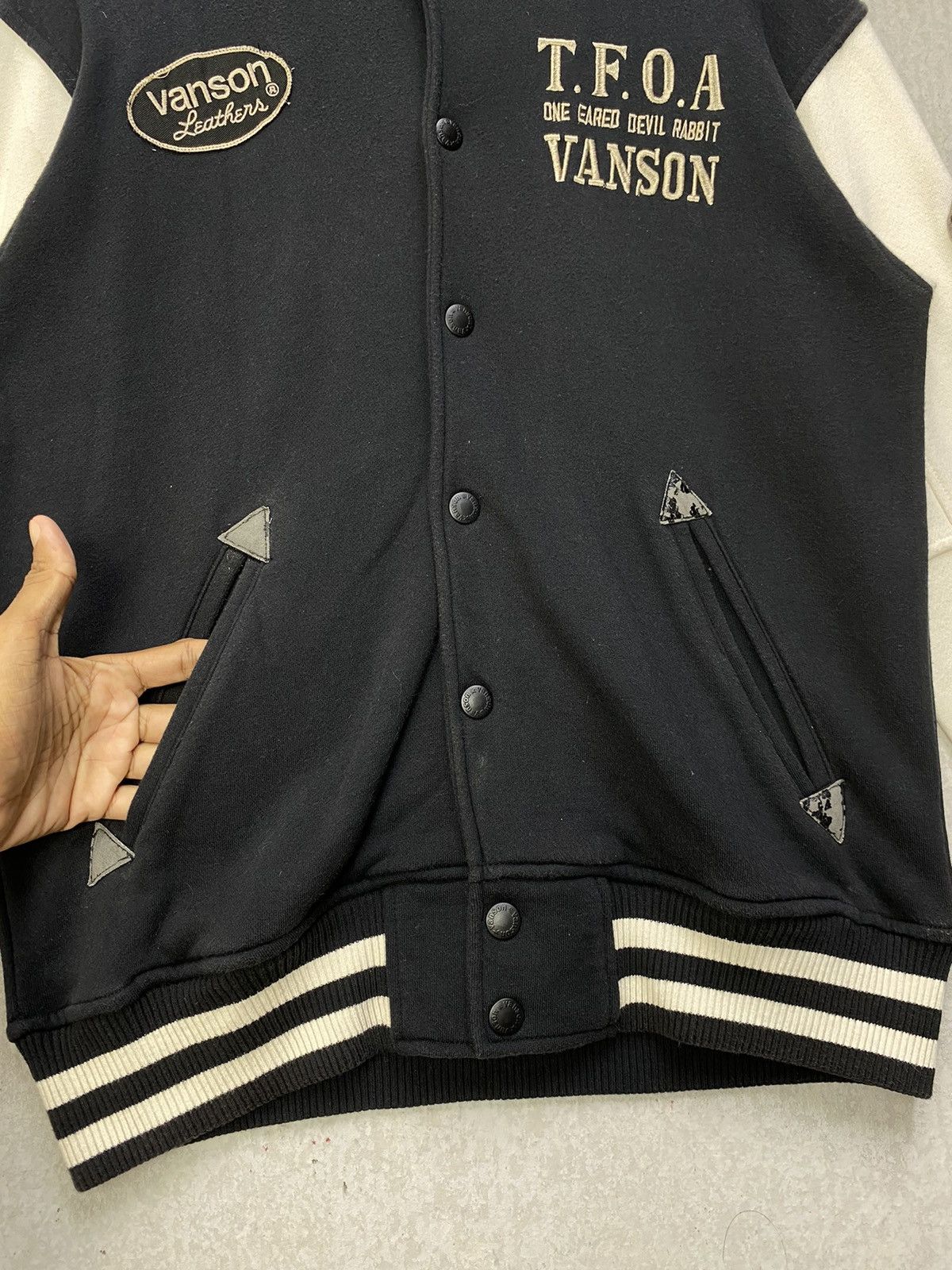 Vanson Leathers Vanson Leather Varsity Jacket Heavy Cotton Motorcycle Jacket Size US L / EU 52-54 / 3 - 6 Thumbnail