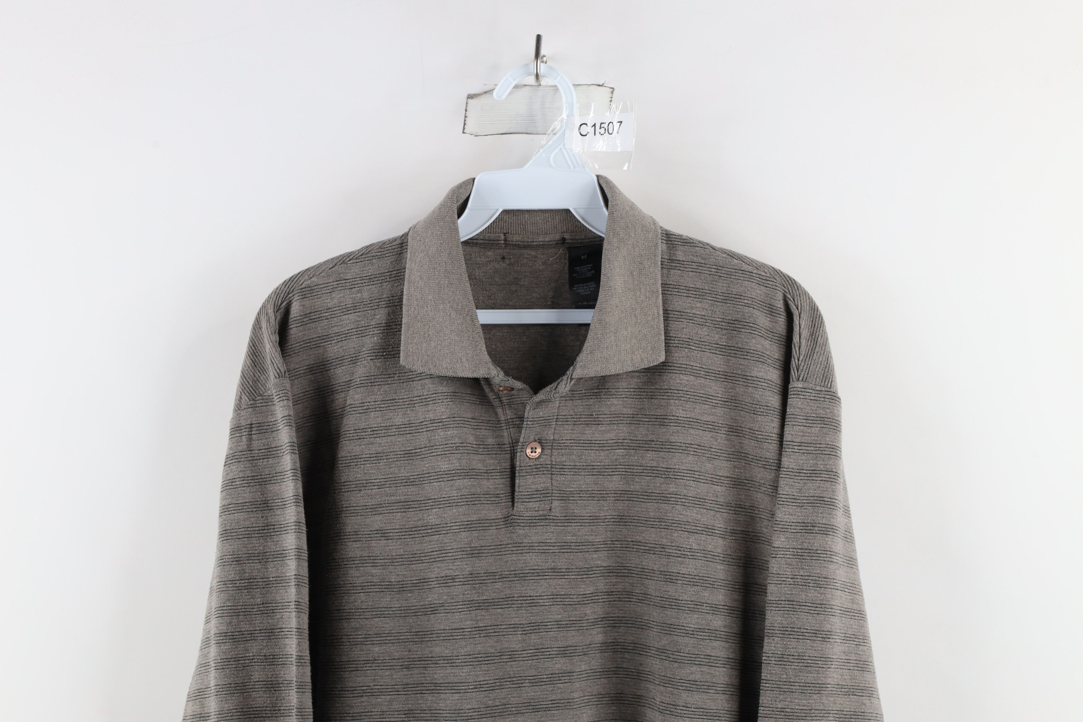 Vintage Vintage 90s Streetwear Ribbed Knit Long Sleeve Rugby Polo Size US M / EU 48-50 / 2 - 2 Thumbnail