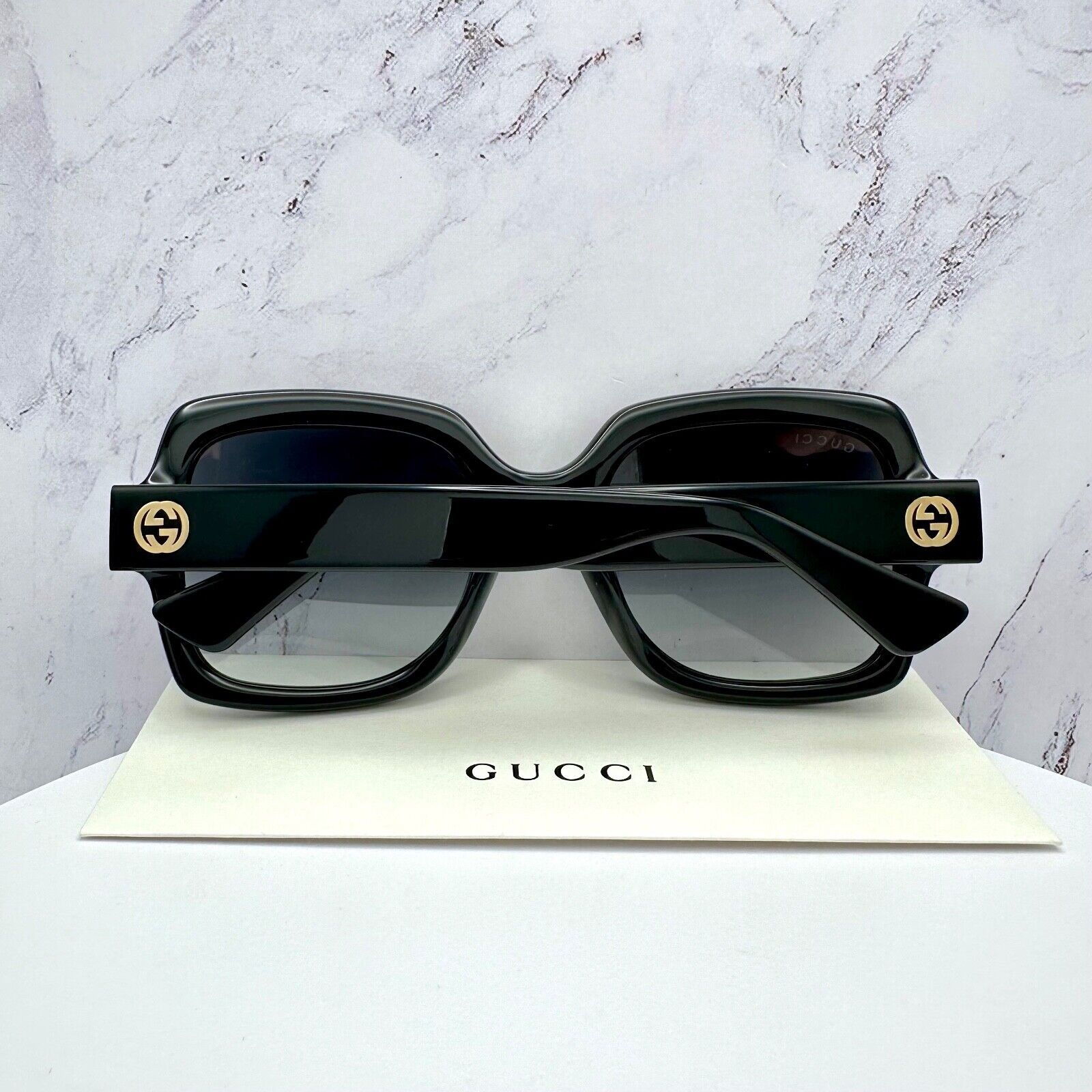 Gucci Gucci Sunglasses Black Square Womens Gold GG Logo Oversized Size ONE SIZE - 20 Thumbnail