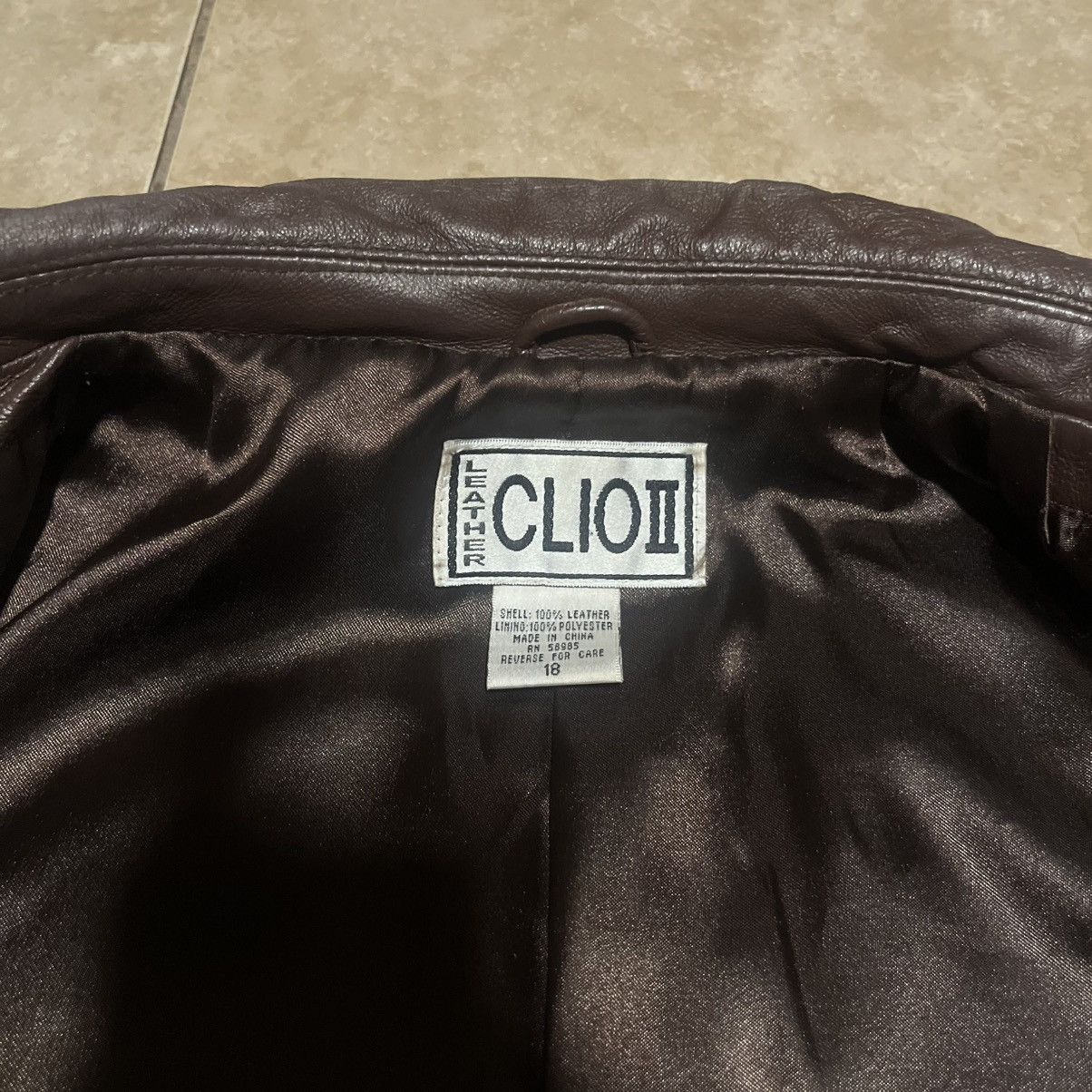 Vintage Clio II Brown Leather Blazer Jacket Size XXL / US 16-18 / IT 52-54 - 4 Thumbnail
