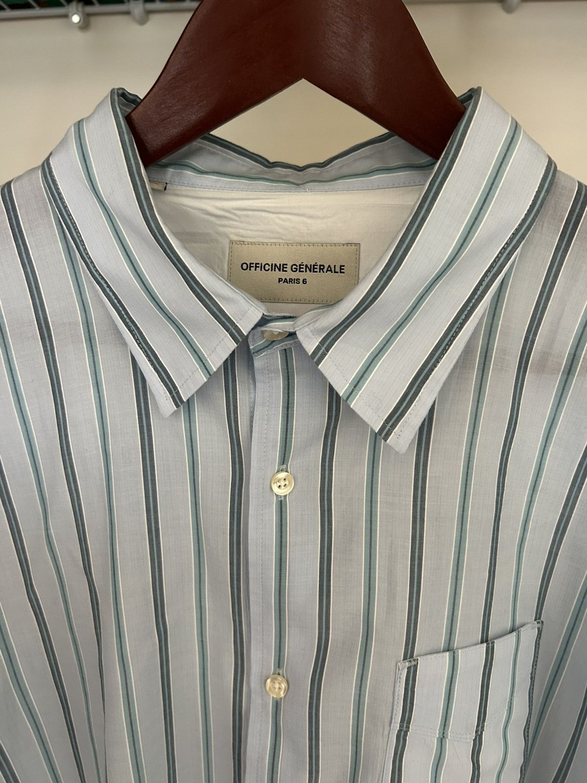 Officine Generale Benoit Stripe Shirt Size US L / EU 52-54 / 3 - 3 Thumbnail