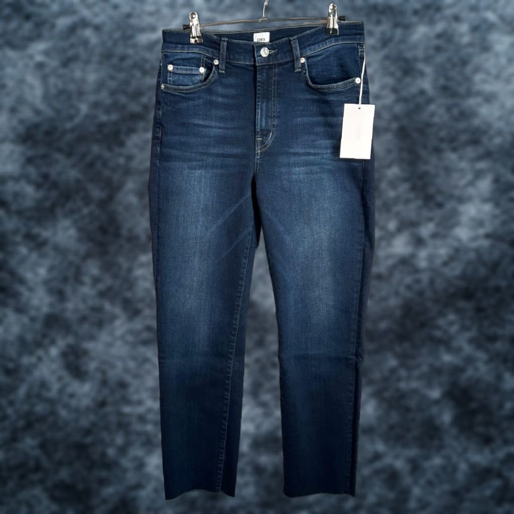 Edwin Edwin Womens 28 Dark Wash Tapered Leg Jeans Cotton Blend Denim Raw Hem Jeans Size 28" / US 6 / IT 42 - 1 Thumbnail
