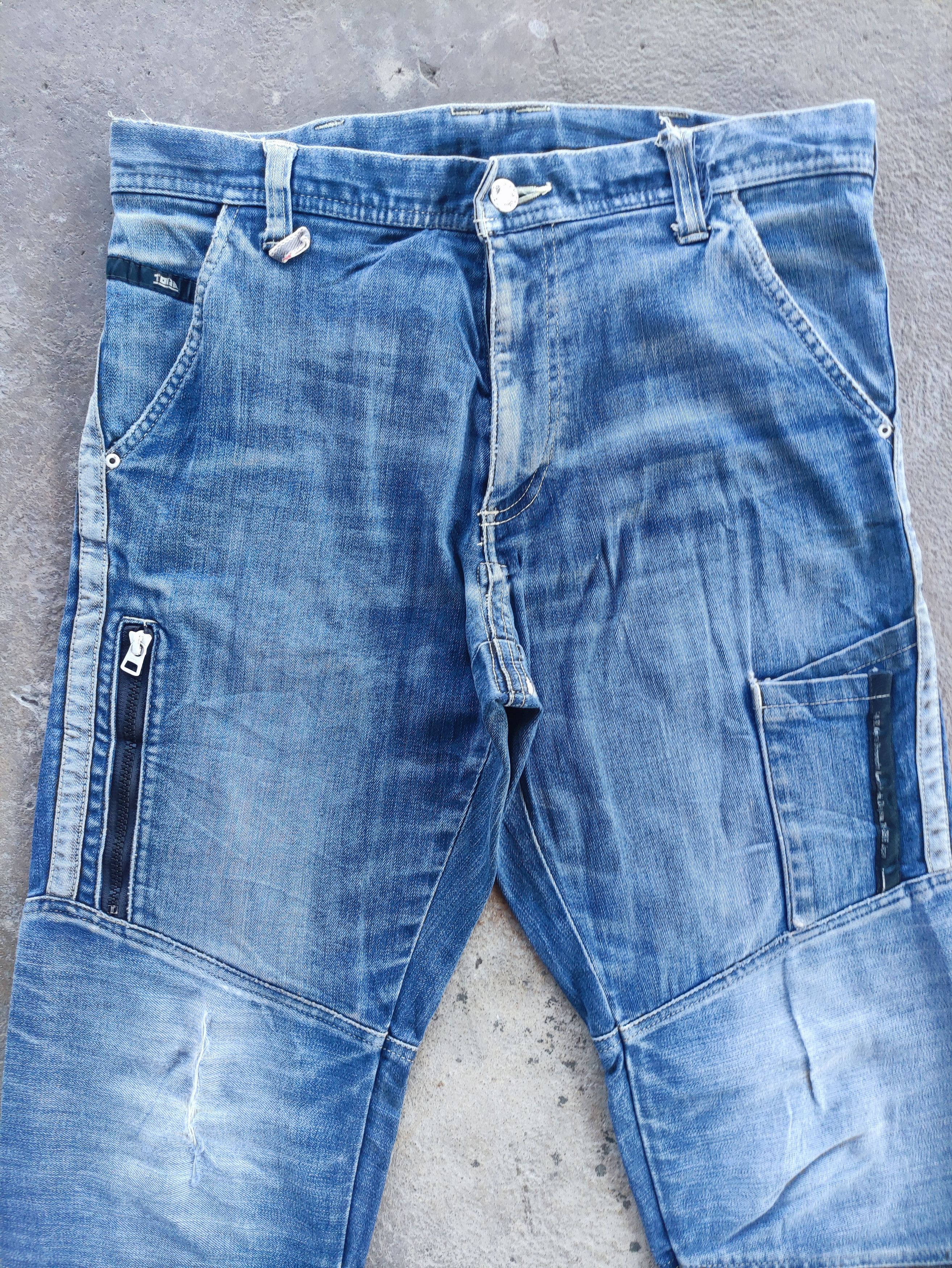 Japanese Brand × Jean × Vintage W31 Vintage Japanese Cargo Denim Distressed Faded Pants Size US 33 - 3 Thumbnail