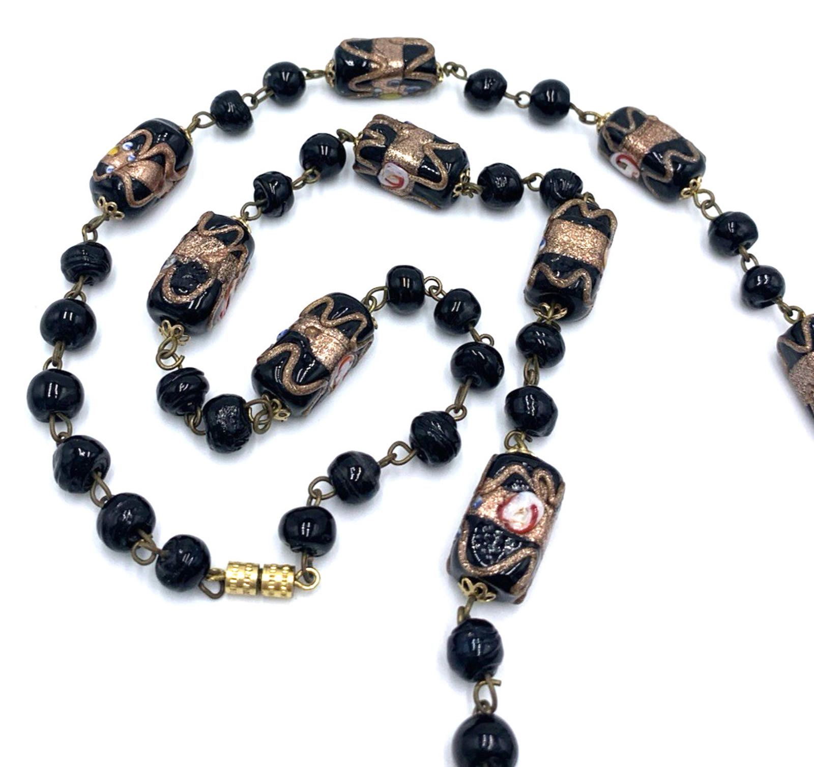 Other Venetian Murano Black Glass Wedding Cake Beads Necklace Size ONE SIZE - 4 Thumbnail