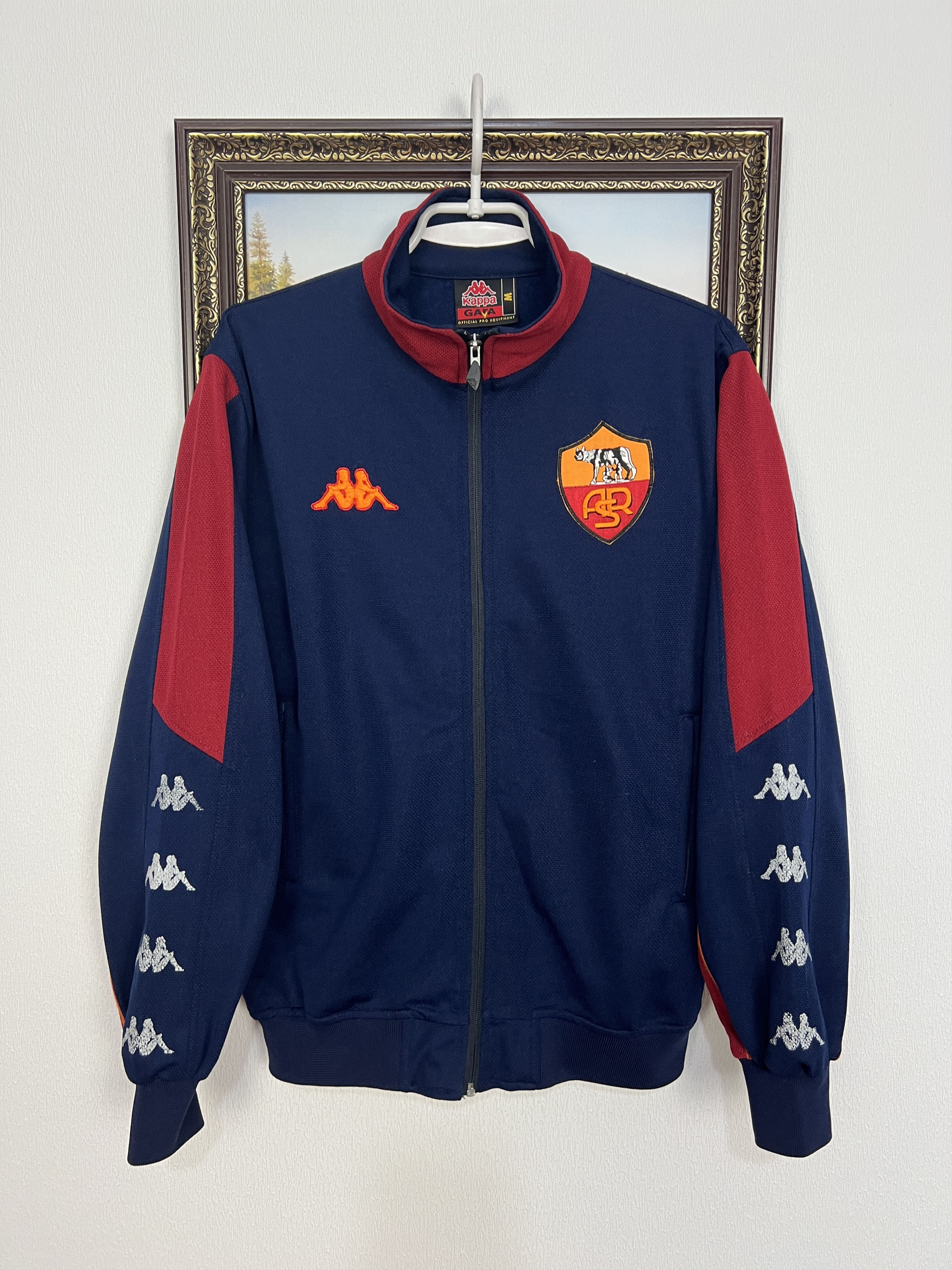 希少 Kappa 00's ASローマ ロゴ刺繍 vintage ジャケット KAPPA AS Roma Football Training Jacket Early 2000s Gray Size