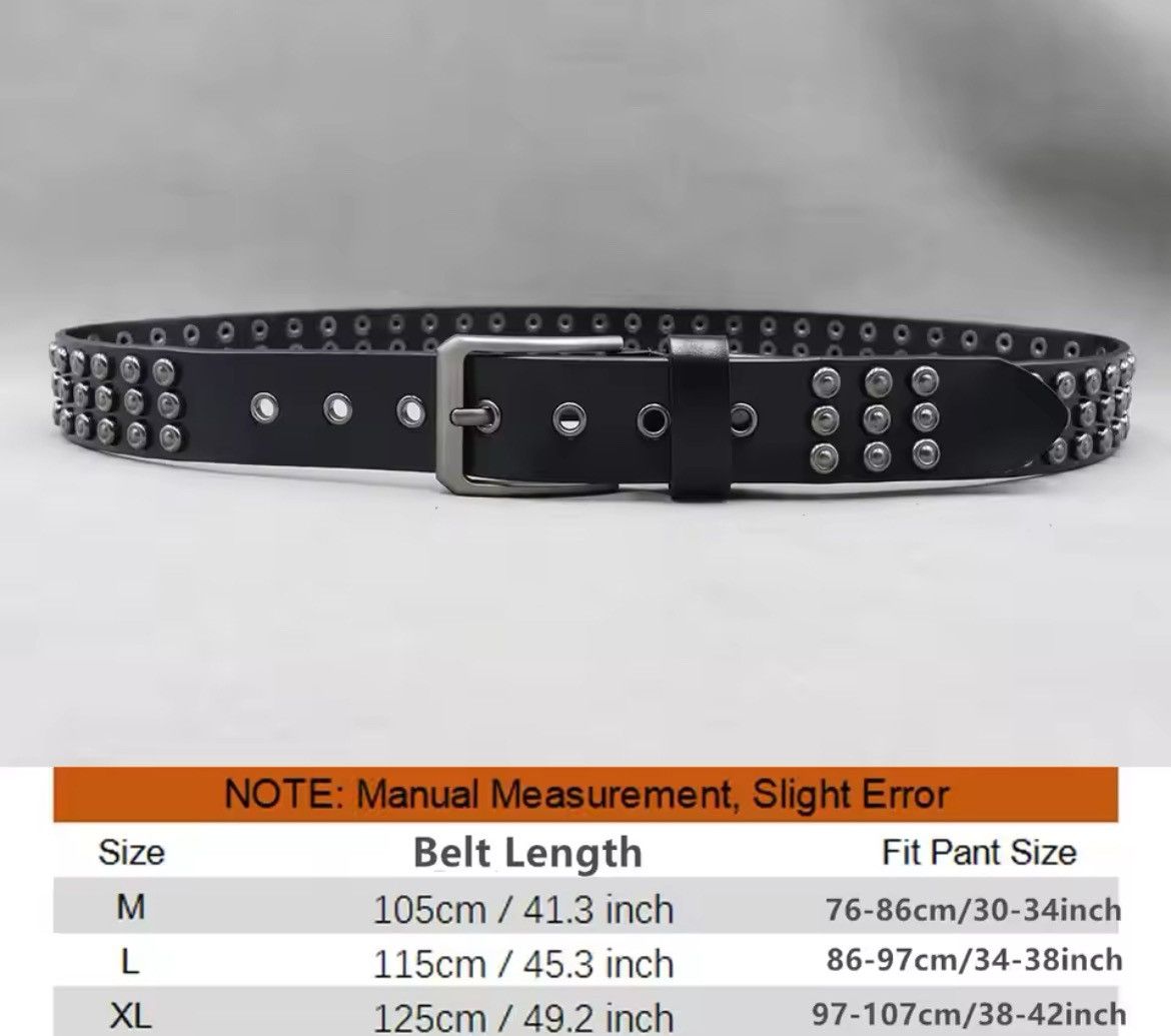 Japanese Brand × Vintage Men Round Head Spike Rivet Studded Leather Belt Size ONE SIZE - 6 Thumbnail