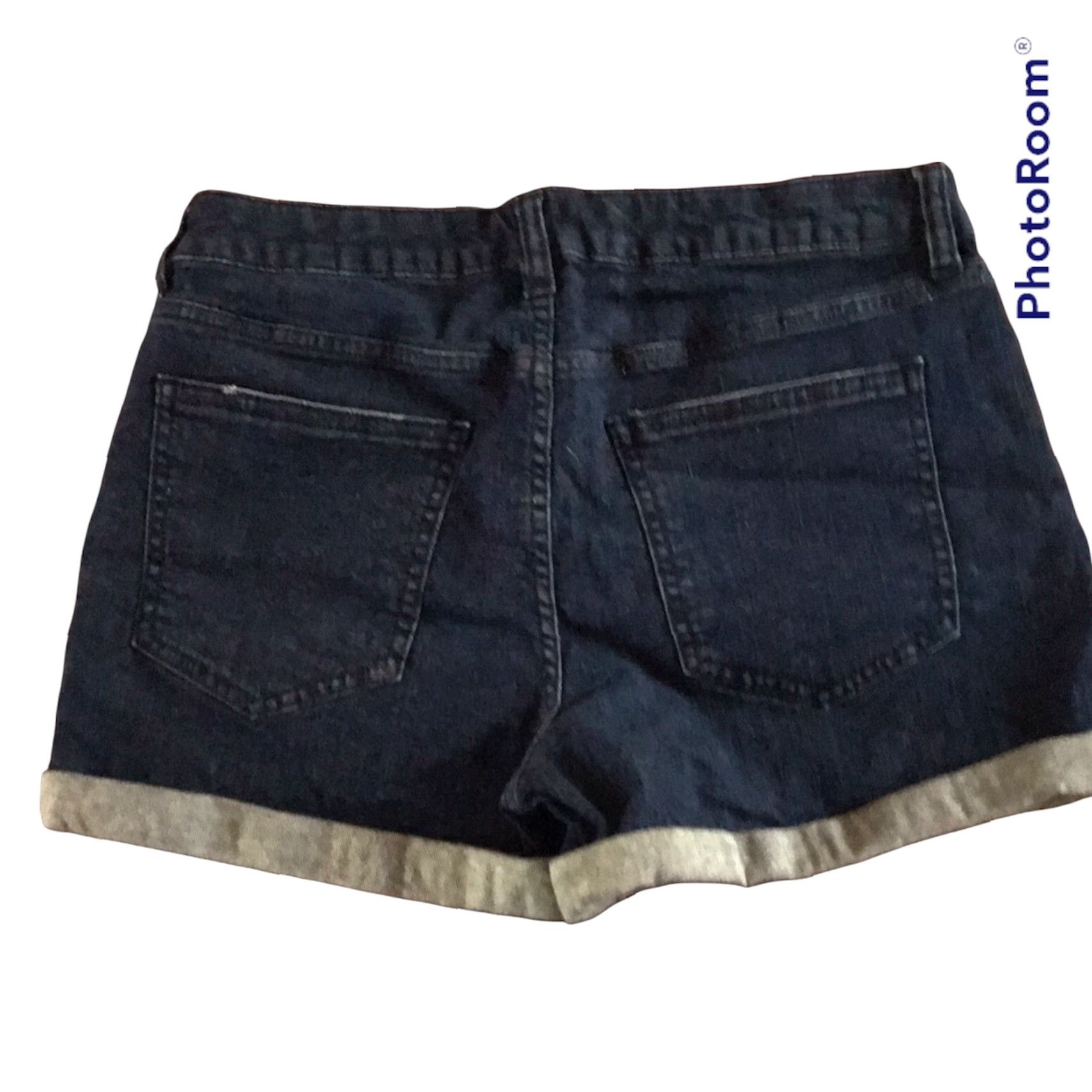 Denime Tinsel Jeans Shorts Womens Dark Wash Blue Denim Cuffed 28 Stretch Mid Rise 3 Inseam Regular Womens Jeans Shorts Size 28" / US 6 / IT 42 - 3 Thumbnail