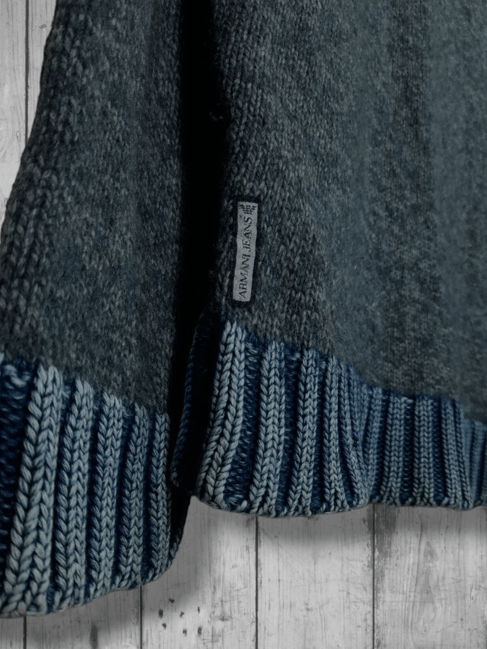 Armani Last !!! Vintage Armani Jeans Lana Wool GreyKnit Sweater Size US L / EU 52-54 / 3 - 5 Thumbnail