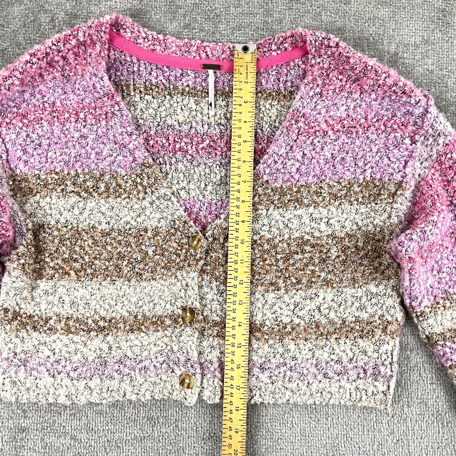 Free People VINTAGE? (No) Cardigan Free People Sweater Womens XS Soulmate Cardi Revolve Pink Cream Cropped Size XS / US 0-2 / IT 36-38 - 4 Thumbnail