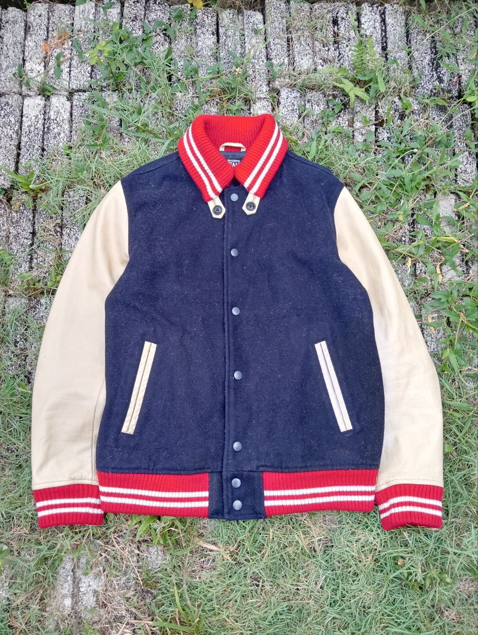 Beams Japan Beams Japanese Wool + Leather Varsity Jacket Size US L / EU 52-54 / 3 - 2 Thumbnail