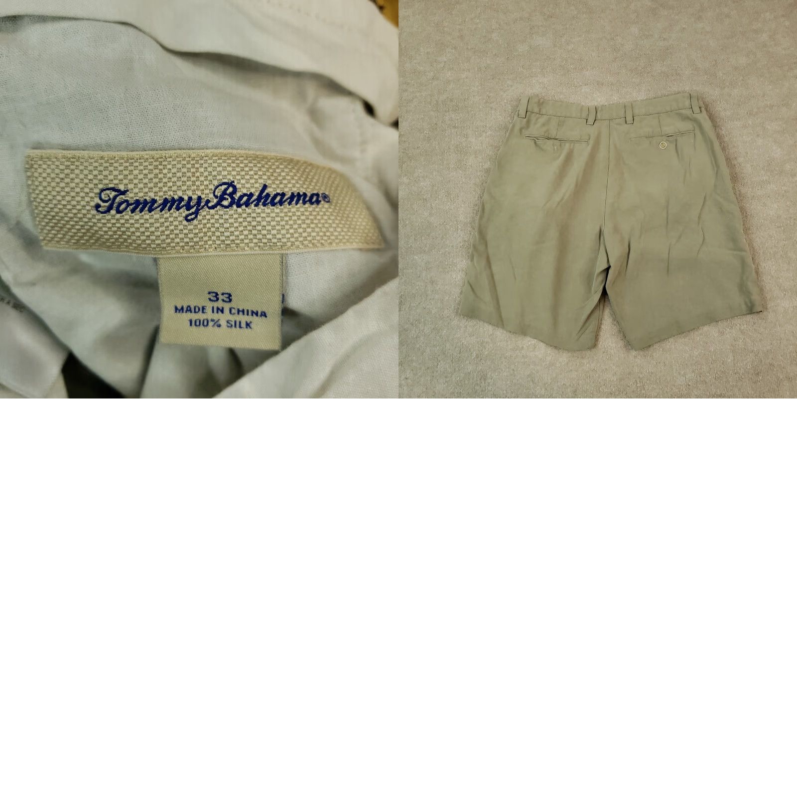 Tommy Bahama Tommy Bahama Shorts Mens 33 Beige Flat Front Chino Golf Casual Pockets Silk Size US 33 - 8 Thumbnail