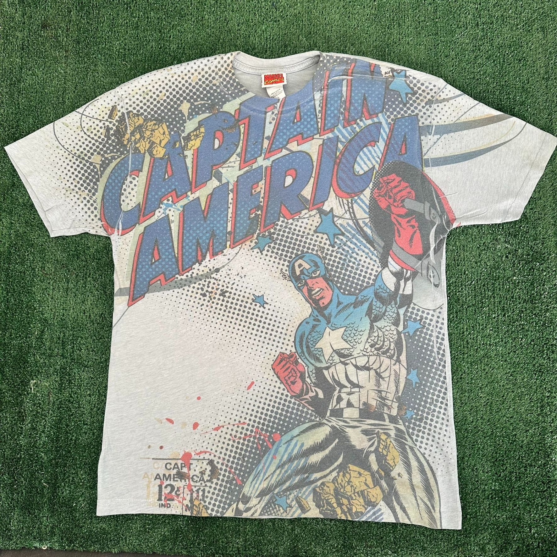 Marvel Comics Vintage Y2K Captain America T-Shirt All Over Print AOP Tee Size US L / EU 52-54 / 3 - 1 Thumbnail