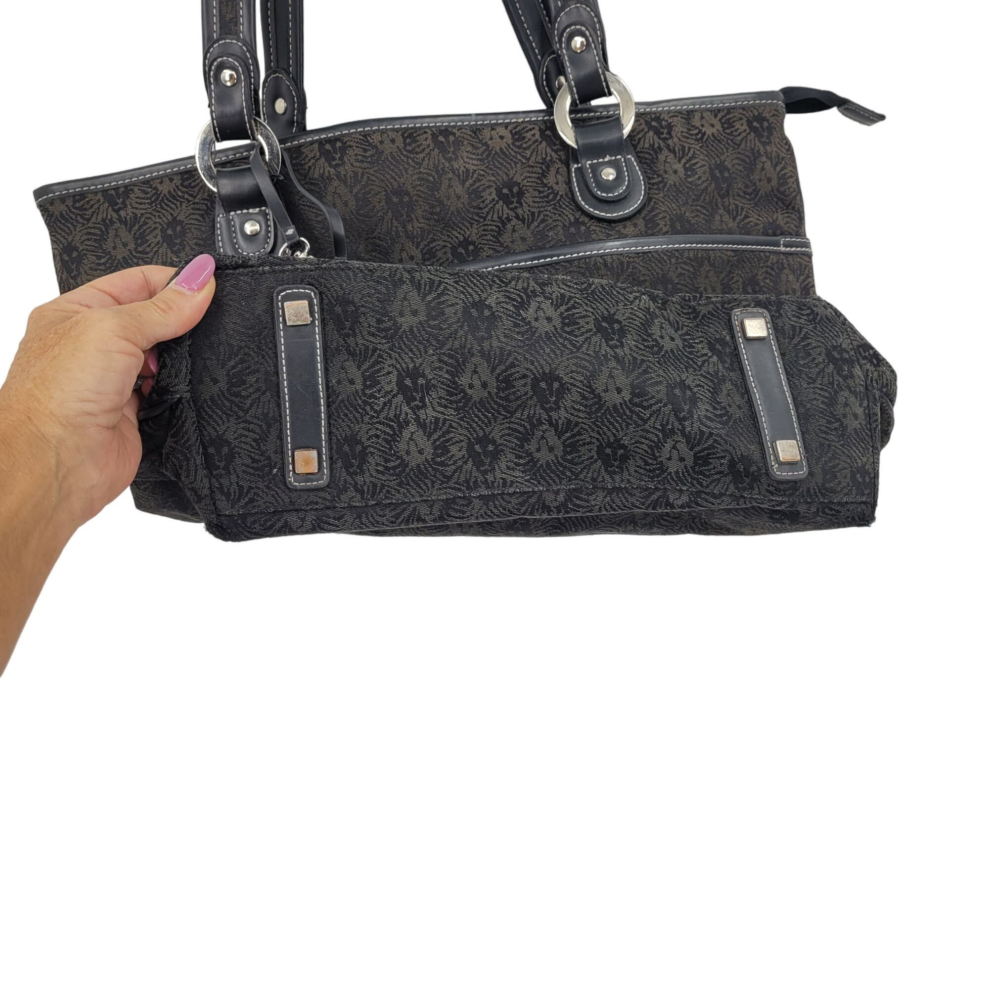 Anne Klein Vtg Anne Klein Black Iconic Lion Logo Print Tote Shoulder Ba Size ONE SIZE - 7 Thumbnail