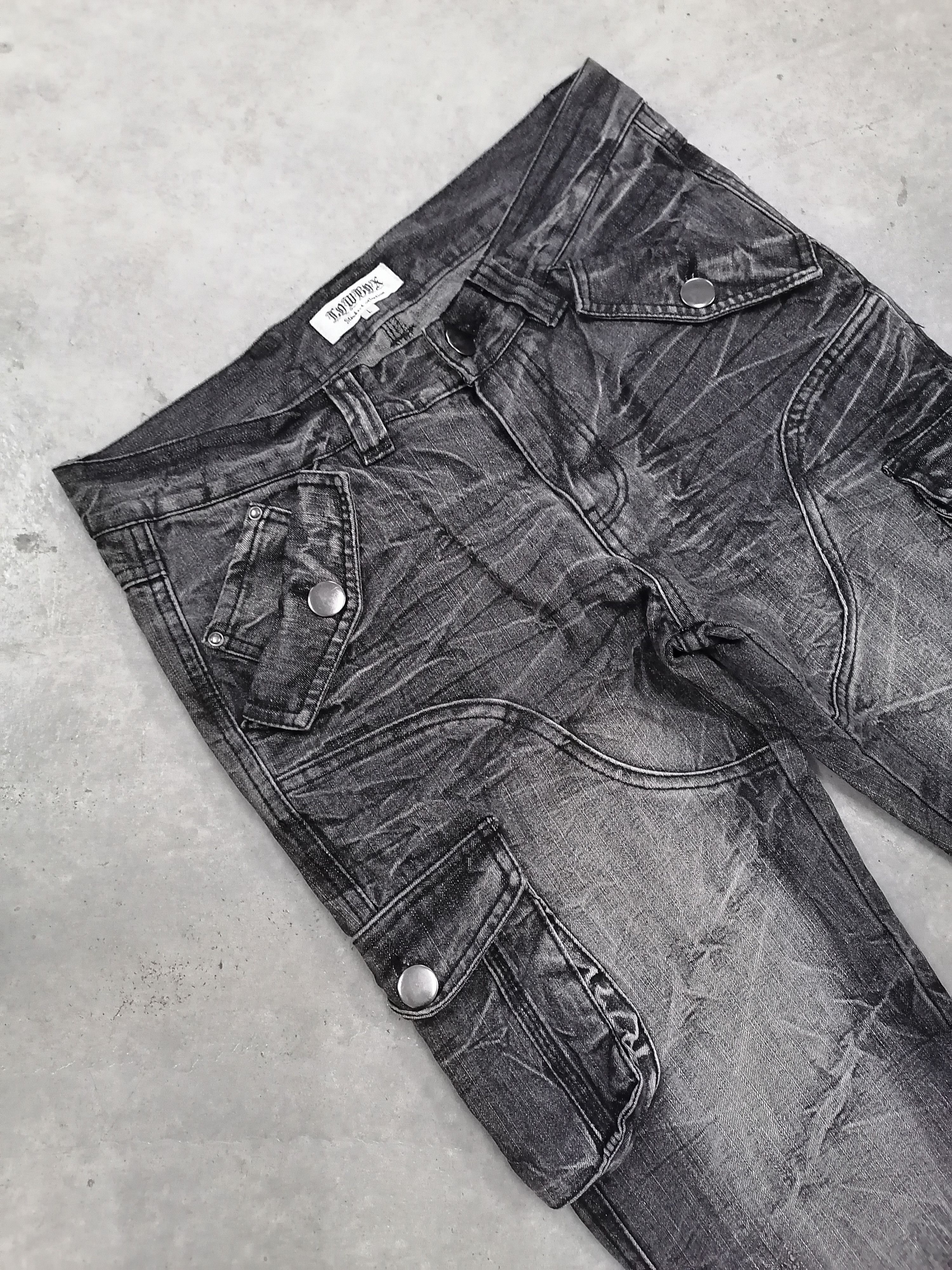 LOWBOX Flare Jeans Lowbox Claw Mark Fringe Multipocket Denim Pants Size US 32 / EU 48 - 5 Thumbnail