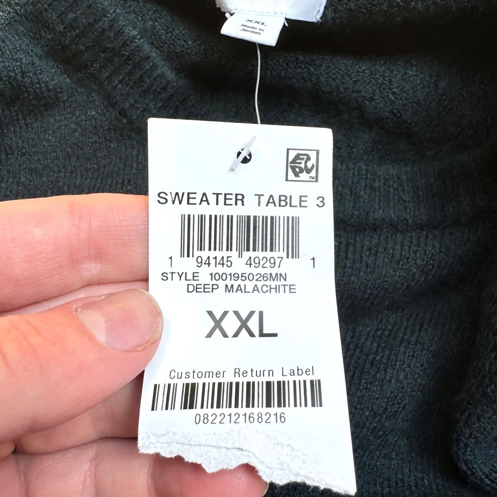 Vintage Mode of One Mens Relaxed Fit Sweater Crew Neck All Seasons XXL Deep Malachite Green Knit Pullover Casual Holiday 2XL Size US XXL / EU 58 / 5 - 3 Thumbnail