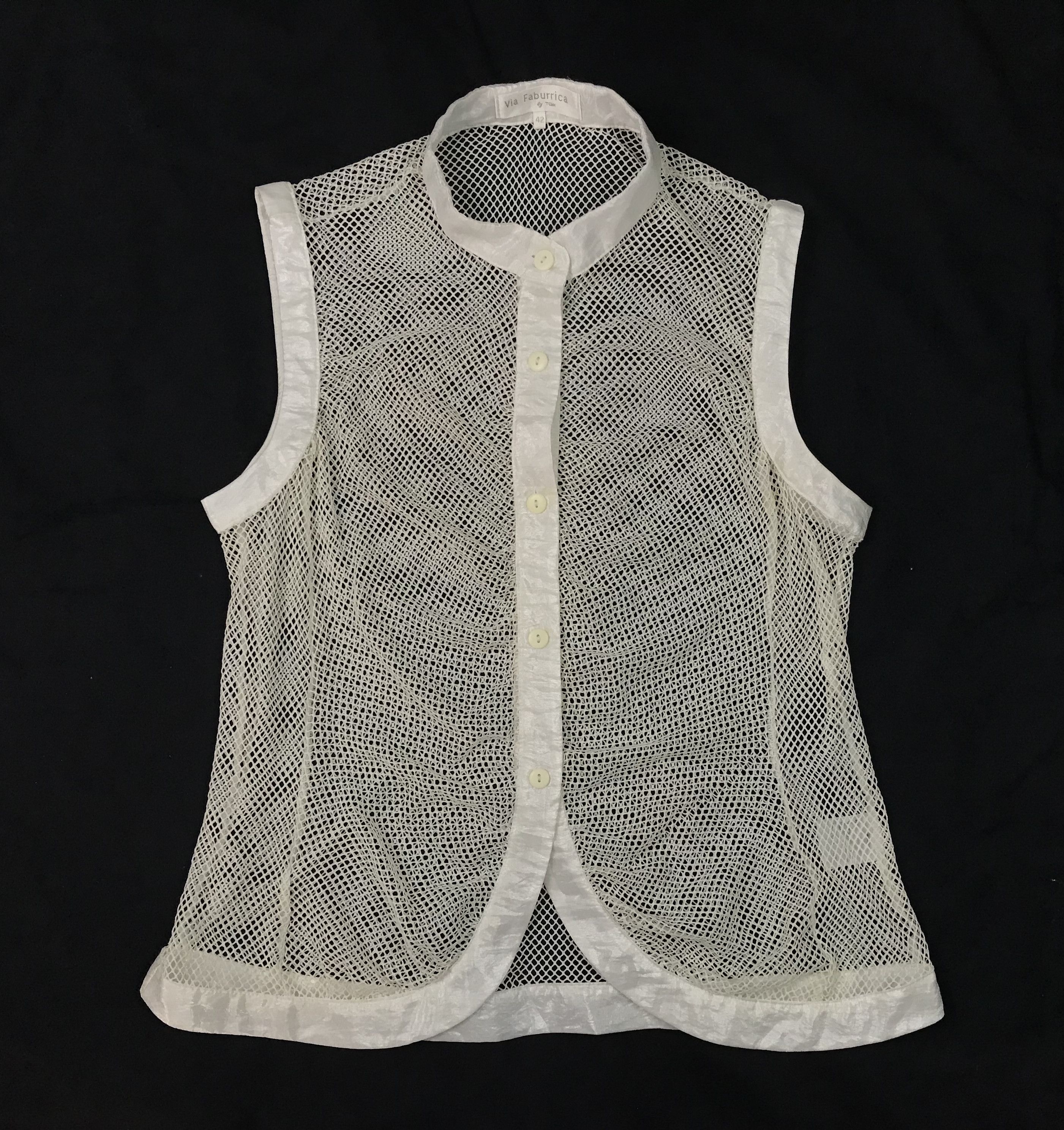 Japanese Brand (S146) Via Faburrica White See Through Sleeveless 42 Size S / US 4 / IT 40 - 1 Thumbnail